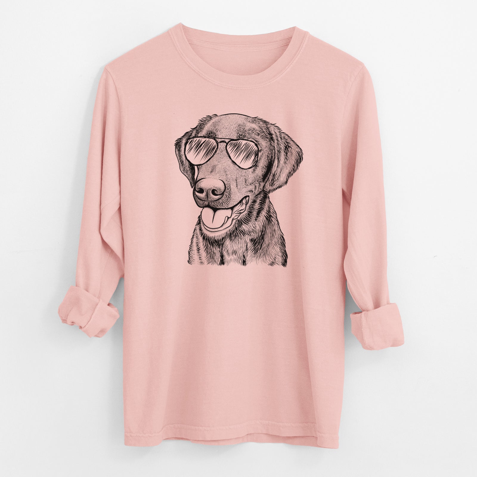 Aviator Onyx the Labrador Retriever - Men's Heavyweight 100% Cotton Long Sleeve