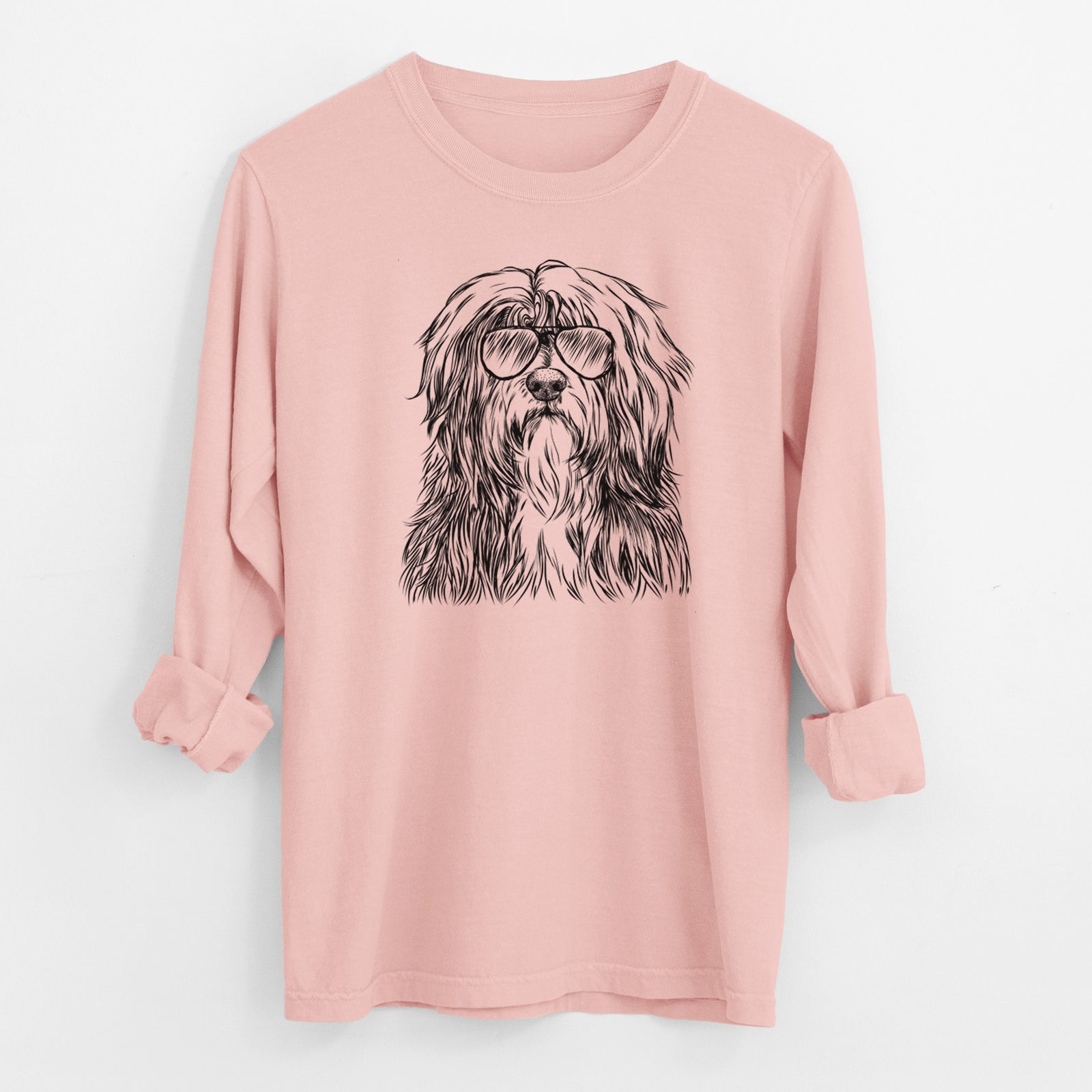 Aviator Otto the Polish Lowland Sheepdog - Men's Heavyweight 100% Cotton Long Sleeve