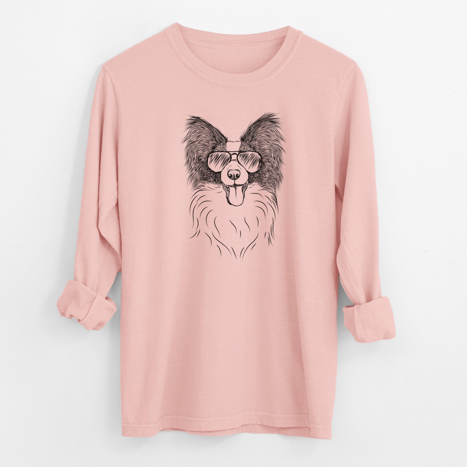 Aviator Patrick the Papillon - Men's Heavyweight 100% Cotton Long Sleeve