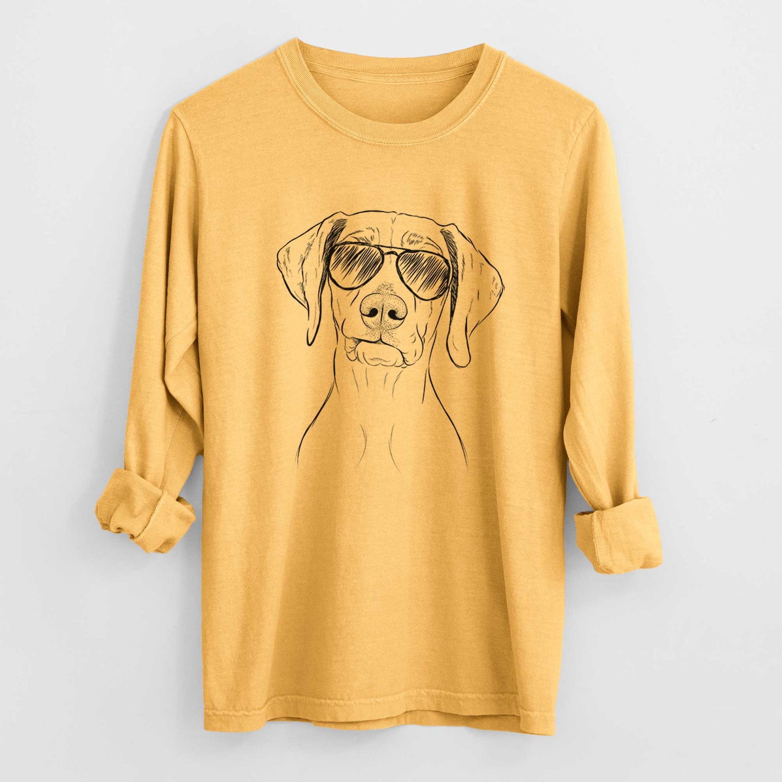Aviator Pawley the Vizsla - Men's Heavyweight 100% Cotton Long Sleeve