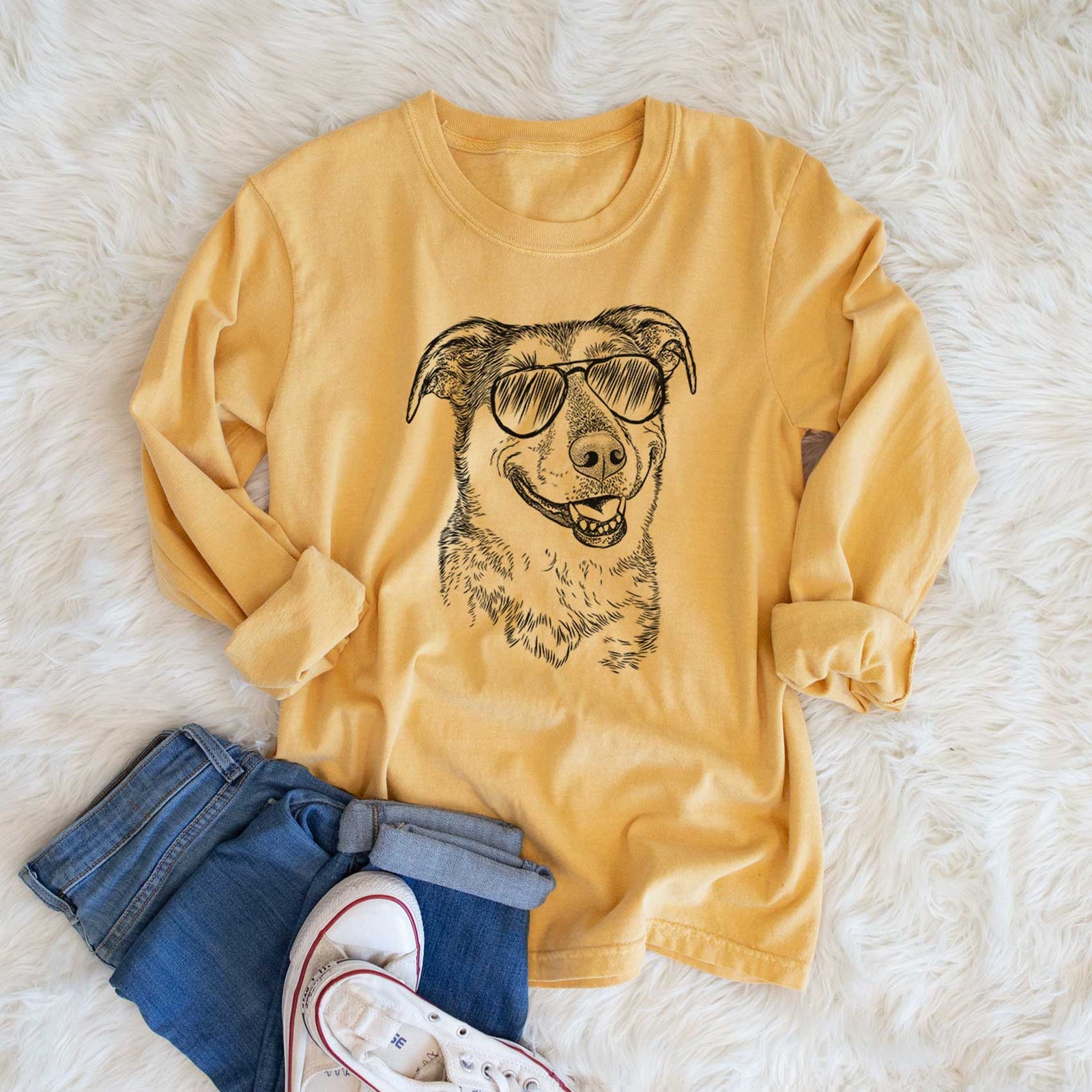 Aviator Pippin the Shepherd Mix - Men's Heavyweight 100% Cotton Long Sleeve