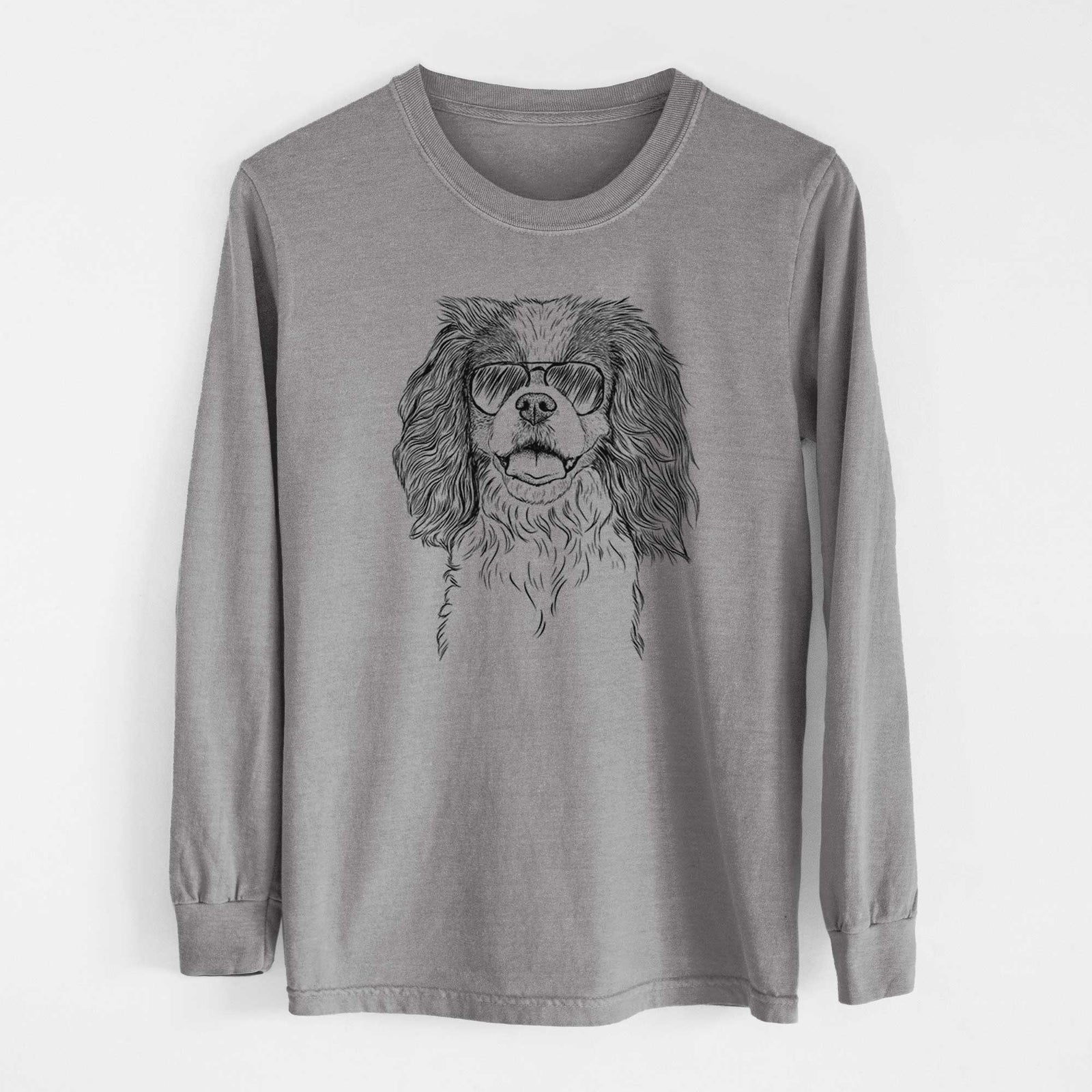Aviator Poppy the Cavalier King Charles Spaniel - Men's Heavyweight 100% Cotton Long Sleeve