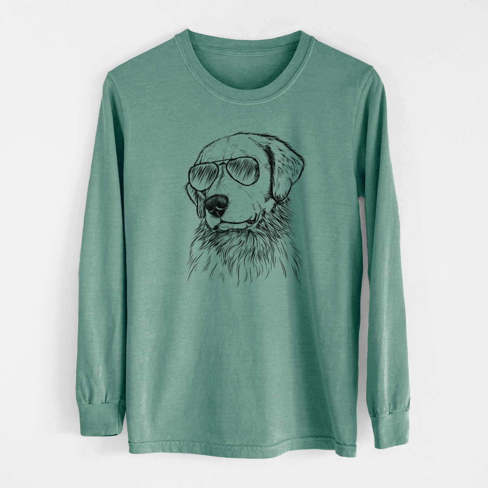 Aviator Quinn the Golden Retriever - Men's Heavyweight 100% Cotton Long Sleeve