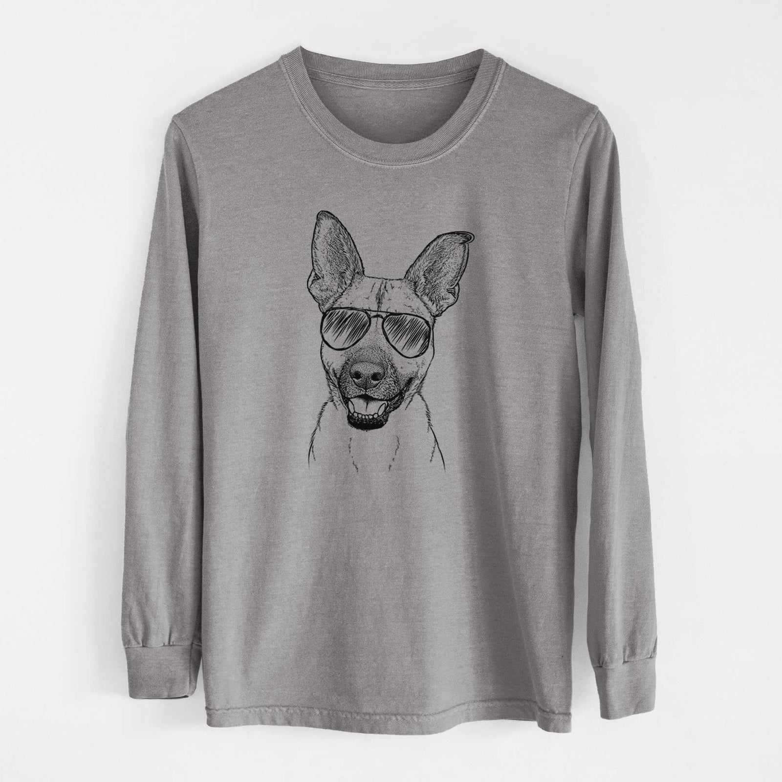 Aviator Remus the German Shepherd Mix - Men's Heavyweight 100% Cotton Long Sleeve
