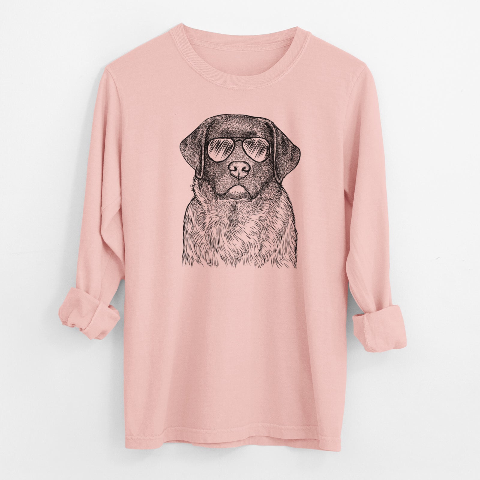 Aviator River the English Labrador Retriever - Men's Heavyweight 100% Cotton Long Sleeve