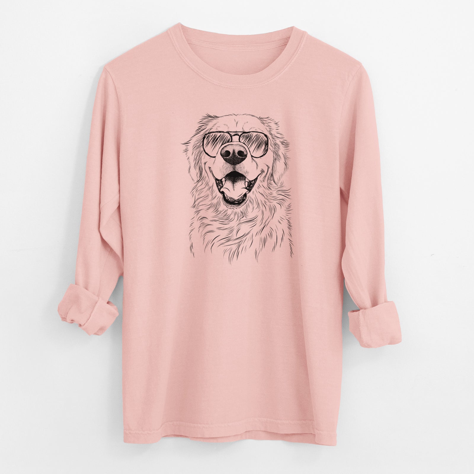 Aviator Roger the Golden Retriever - Men's Heavyweight 100% Cotton Long Sleeve