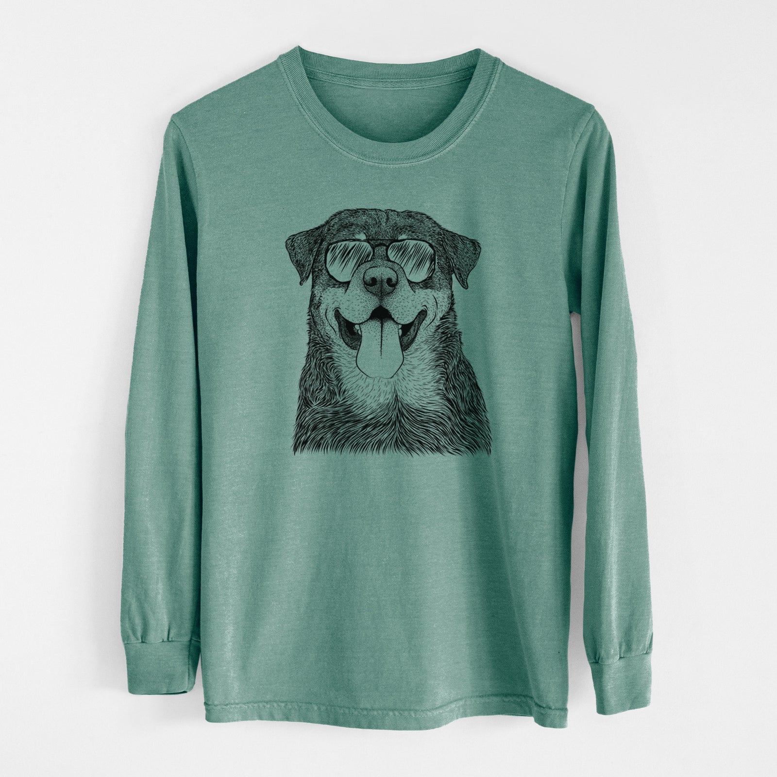 Aviator Romeo the Rottweiler - Men's Heavyweight 100% Cotton Long Sleeve