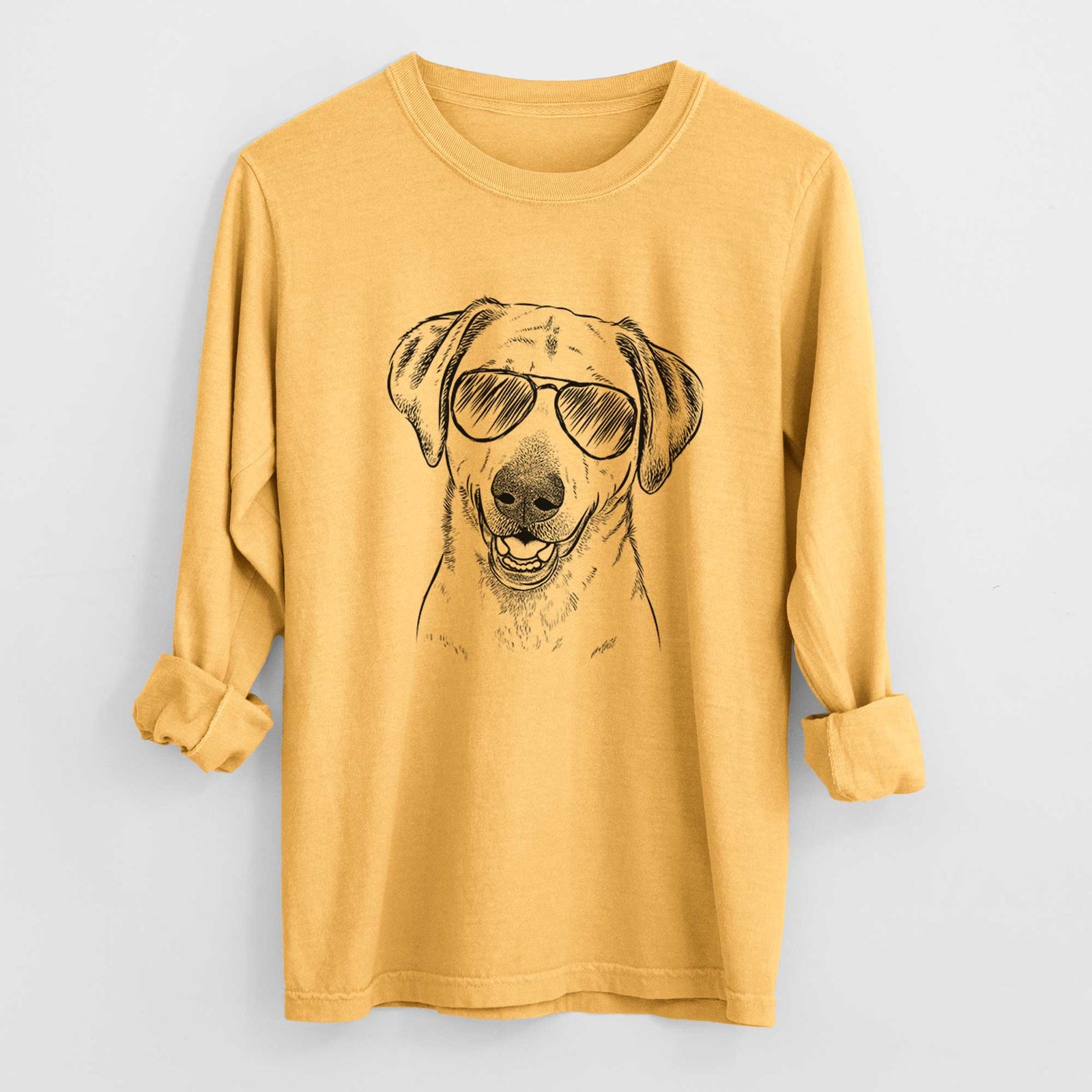 Aviator Rusty the Labrador Retriever - Men's Heavyweight 100% Cotton Long Sleeve