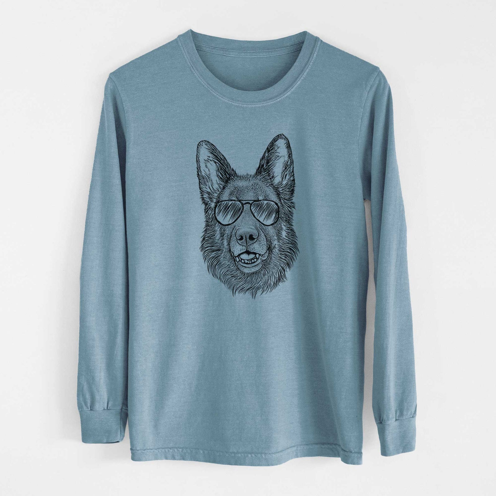Aviator Sammie the German Shepherd - Men's Heavyweight 100% Cotton Long Sleeve