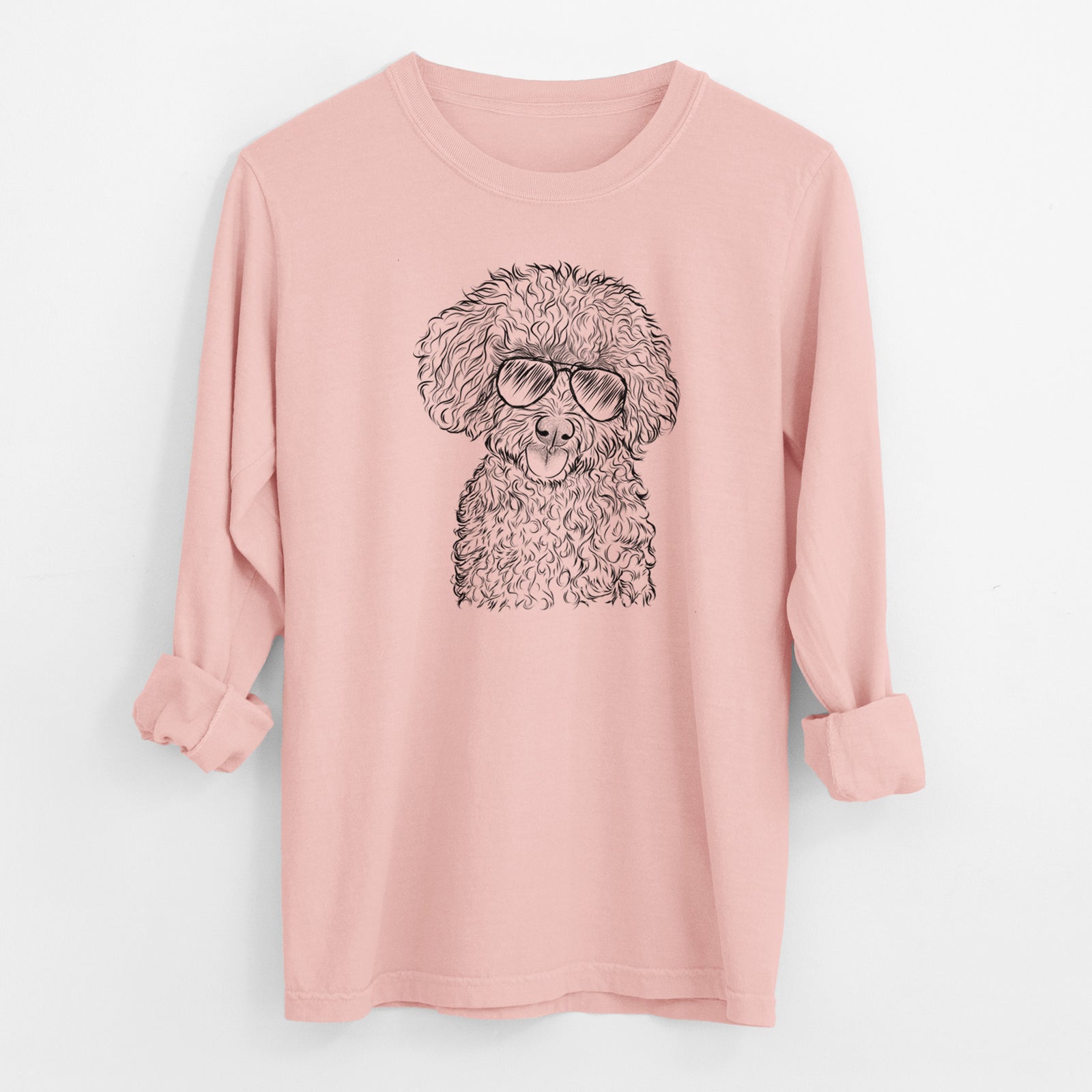 Aviator Satsu the Micro Teacup Poodle - Men's Heavyweight 100% Cotton Long Sleeve