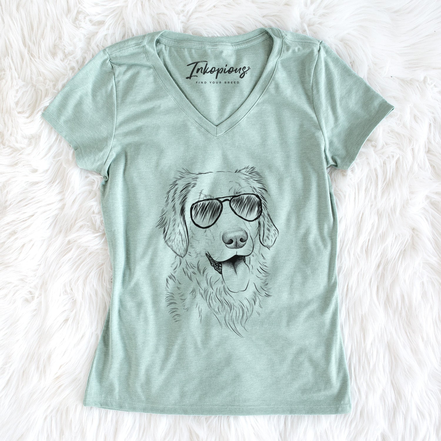 Aviator Semba the Golden Retriever - Women's V-neck Shirt