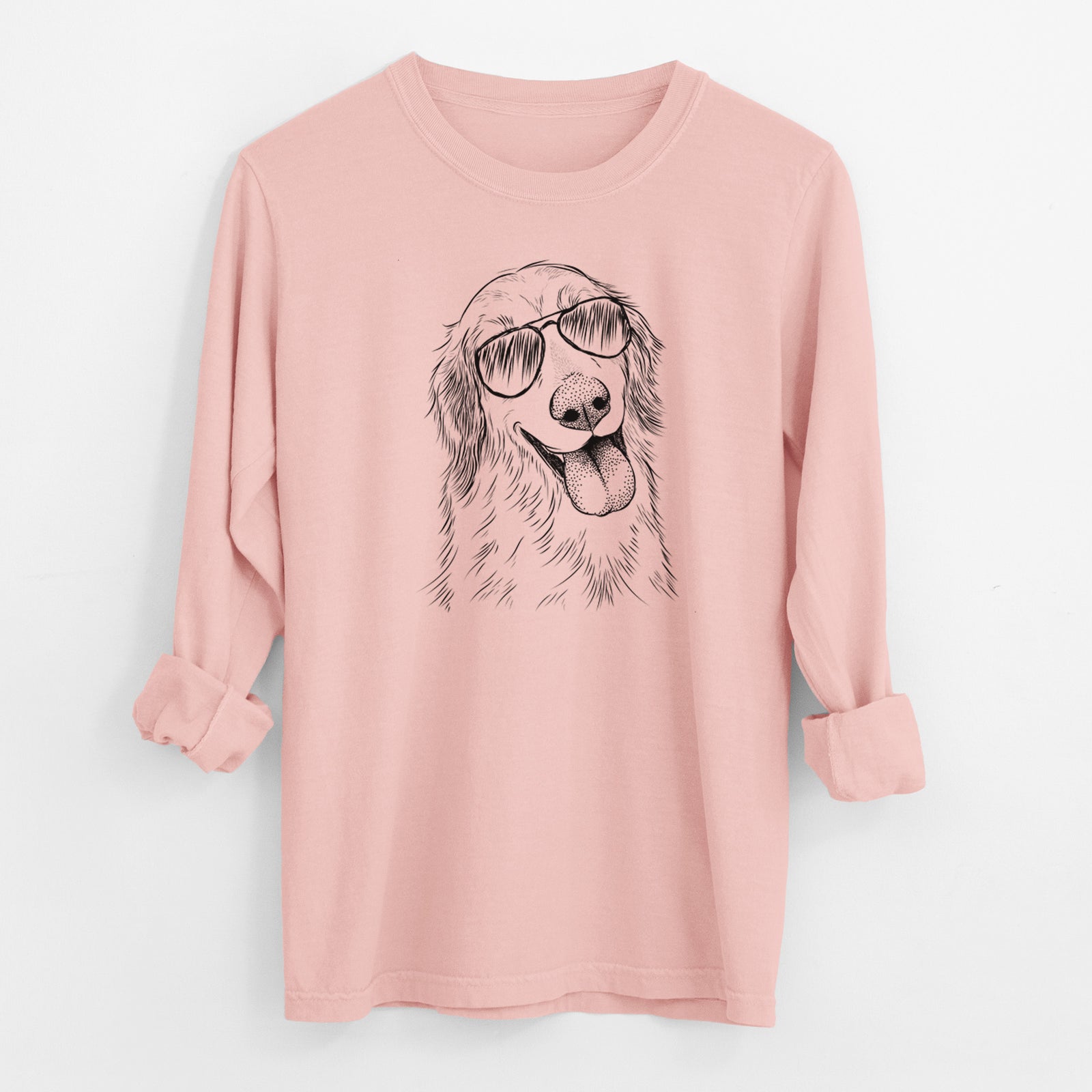 Aviator Shelby the Golden Retriever - Men's Heavyweight 100% Cotton Long Sleeve