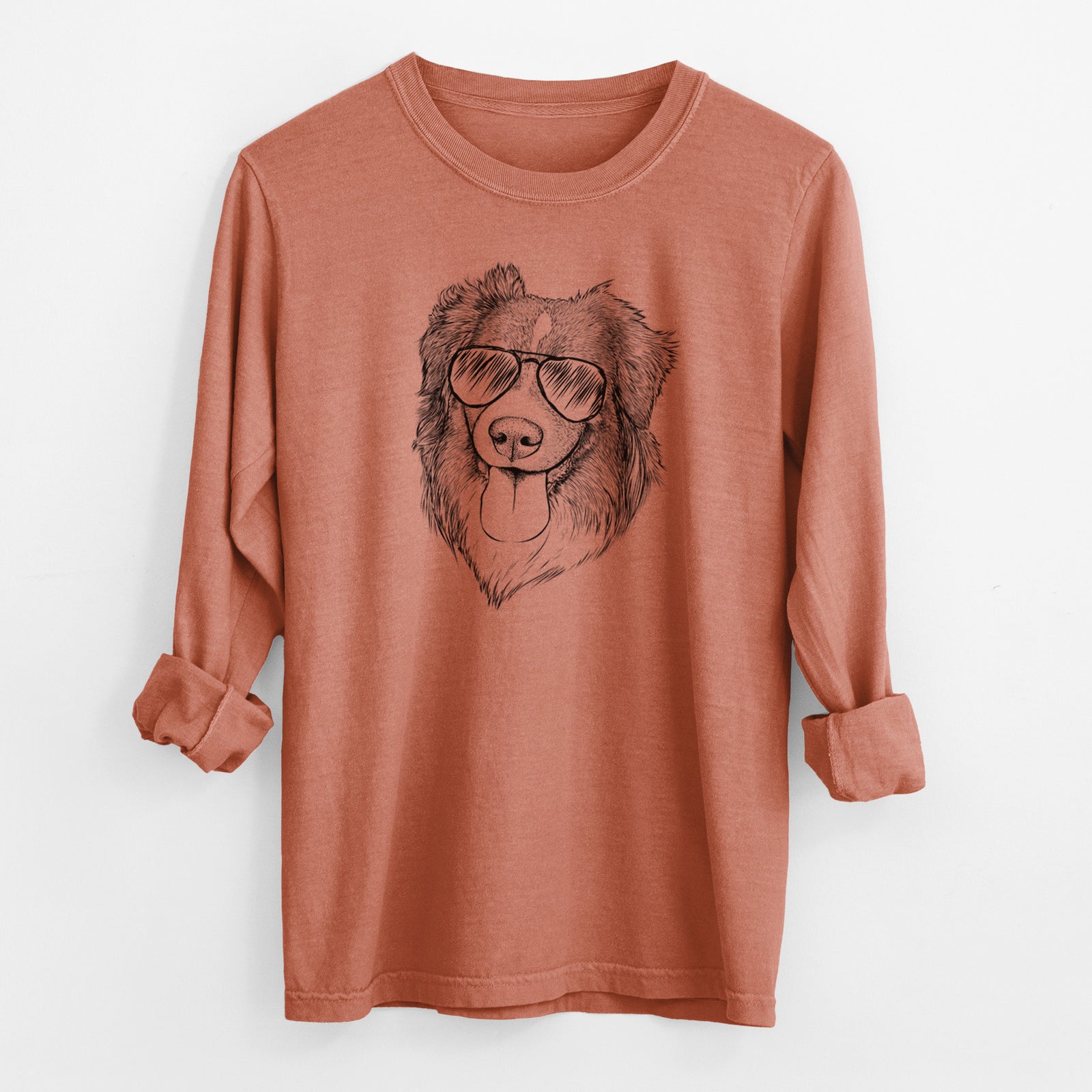 Aviator Siena the Australian Shepherd - Men's Heavyweight 100% Cotton Long Sleeve