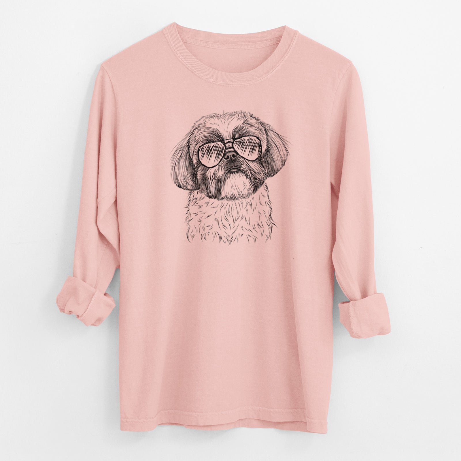 Aviator Simon the Shih Tzu - Men's Heavyweight 100% Cotton Long Sleeve