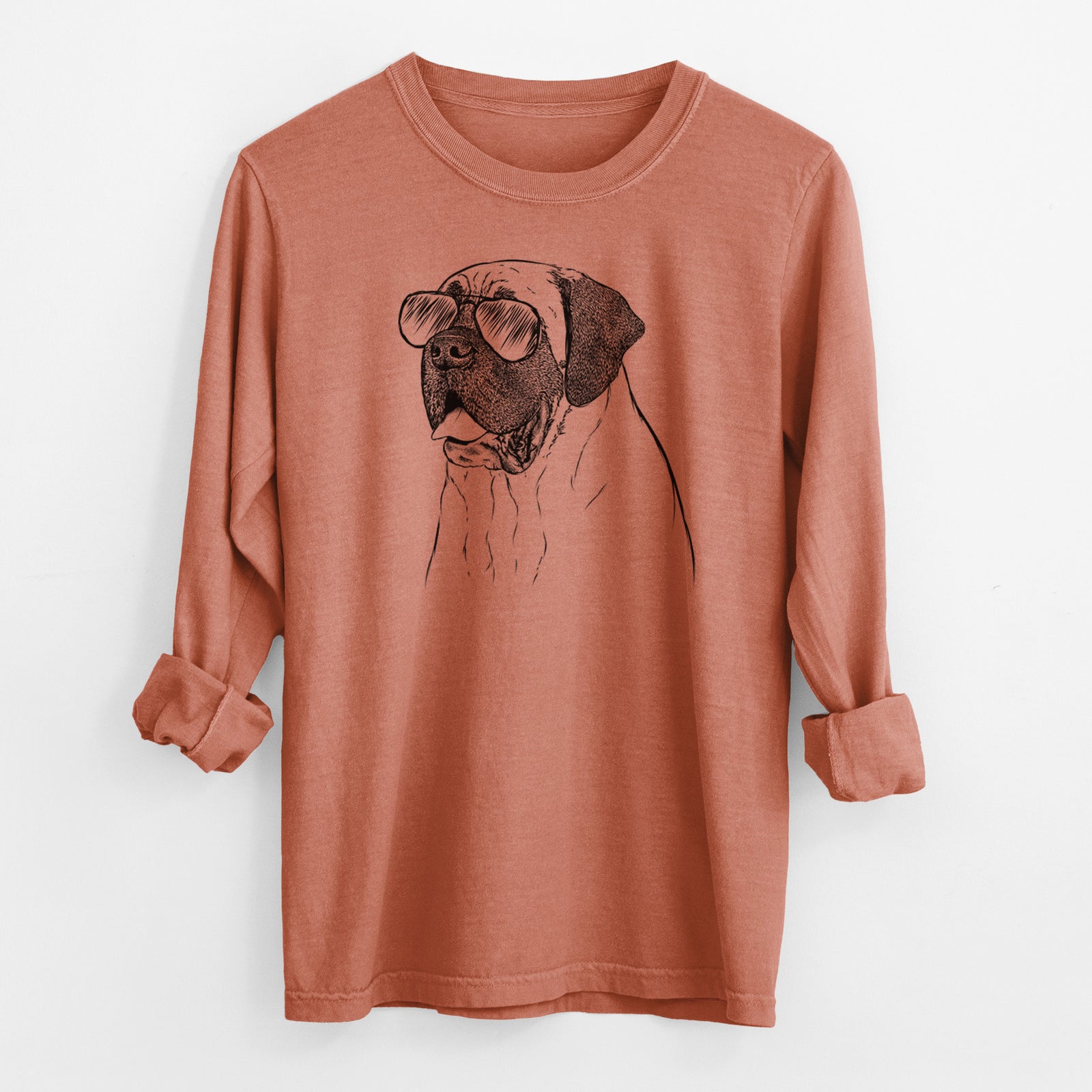 Aviator Sterling the English Mastiff - Men's Heavyweight 100% Cotton Long Sleeve