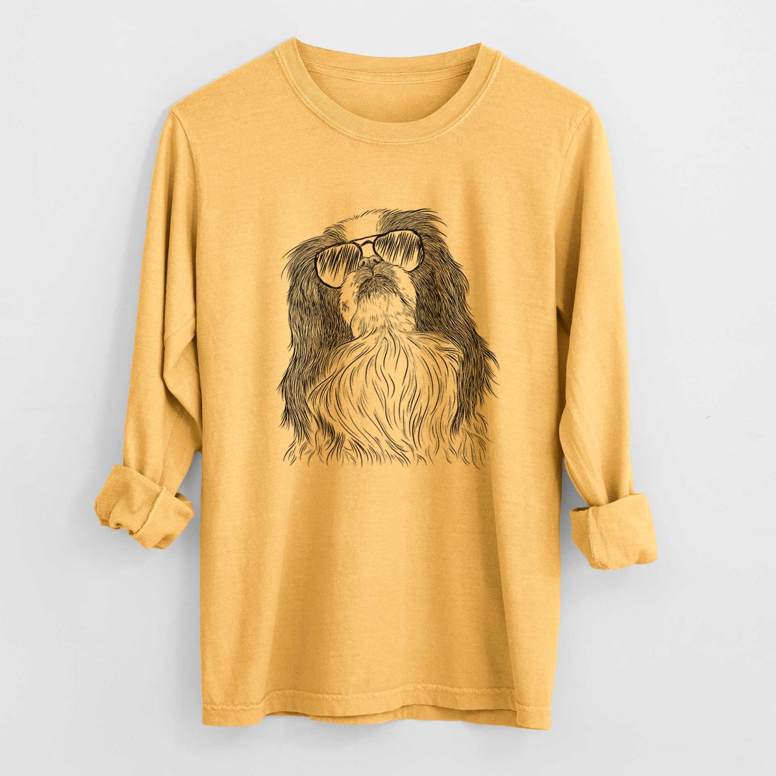 Aviator Suki the Japanese Chin - Men's Heavyweight 100% Cotton Long Sleeve