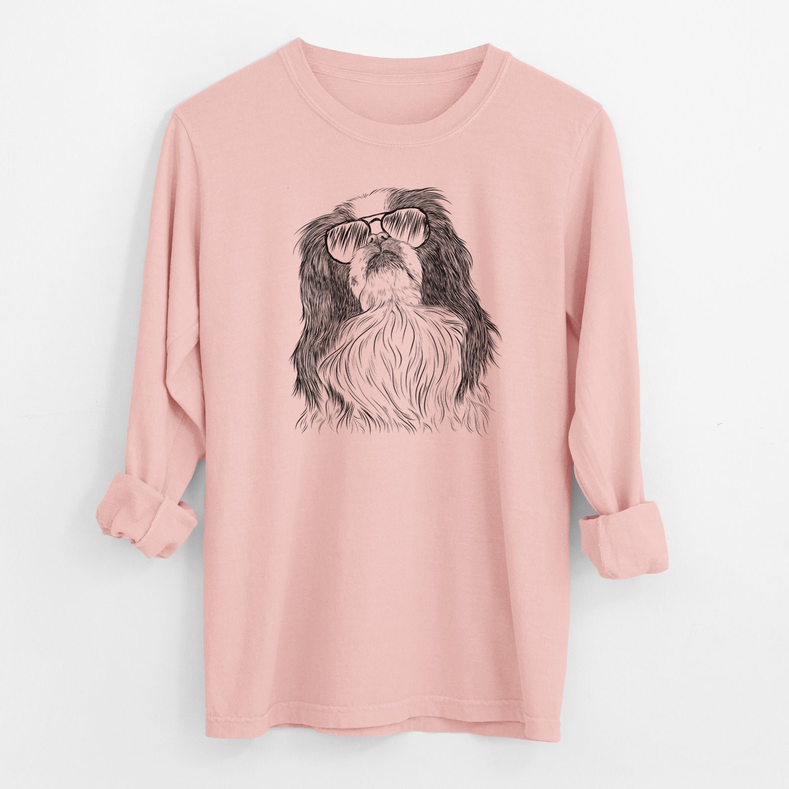 Aviator Suki the Japanese Chin - Men's Heavyweight 100% Cotton Long Sleeve