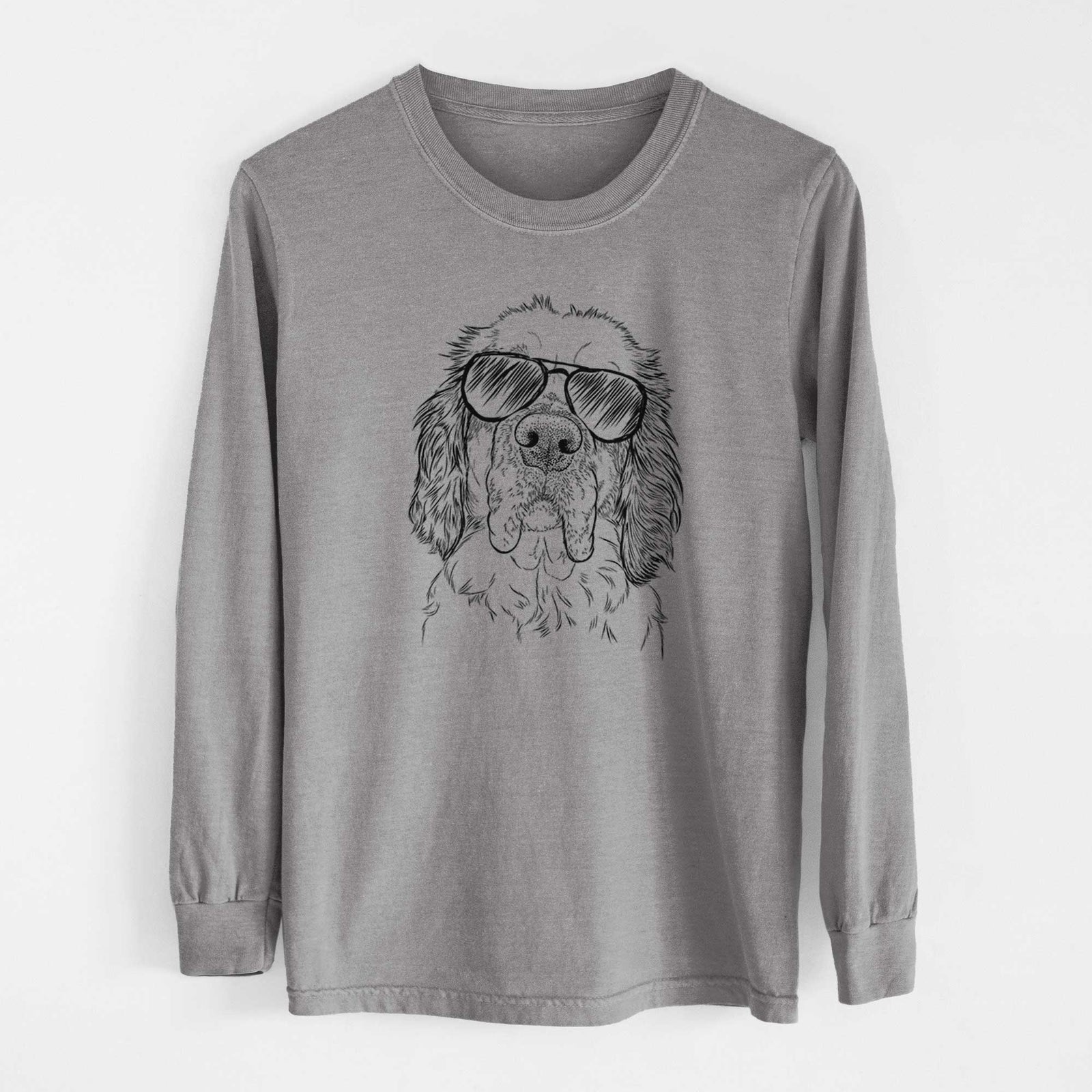 Aviator Sully the Clumber Spaniel - Men's Heavyweight 100% Cotton Long Sleeve