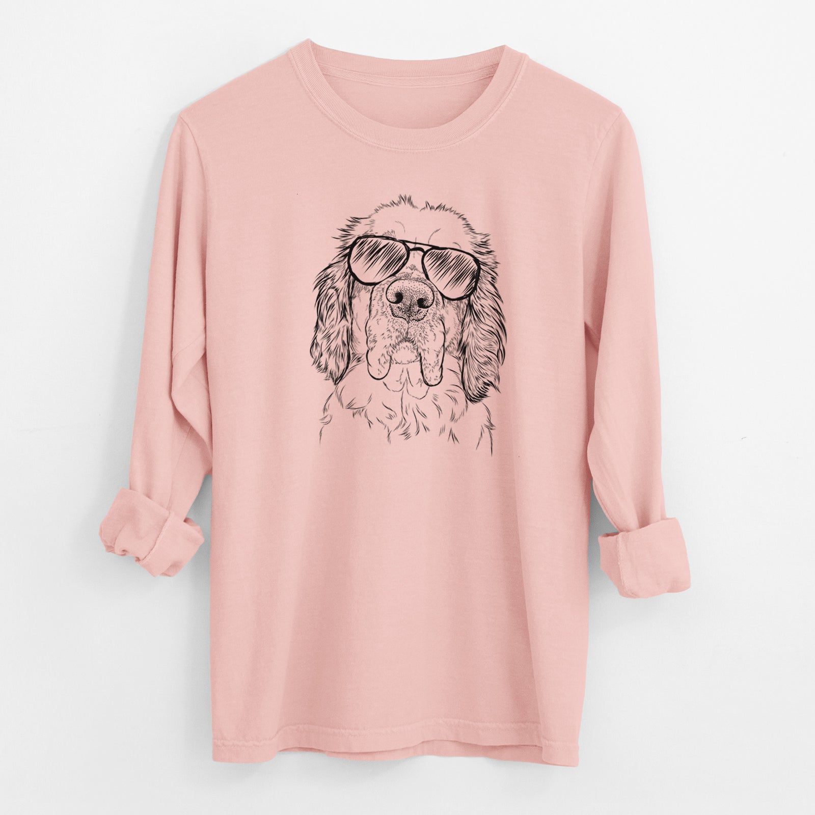Aviator Sully the Clumber Spaniel - Men's Heavyweight 100% Cotton Long Sleeve