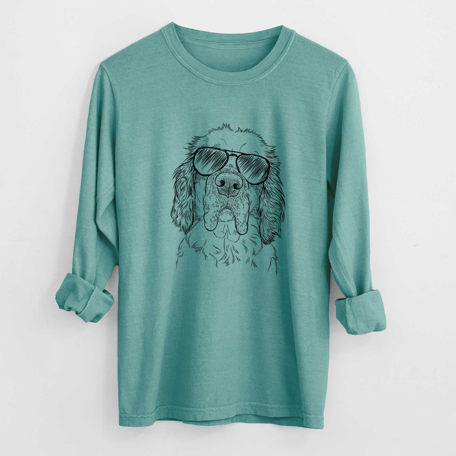 Aviator Sully the Clumber Spaniel - Men's Heavyweight 100% Cotton Long Sleeve