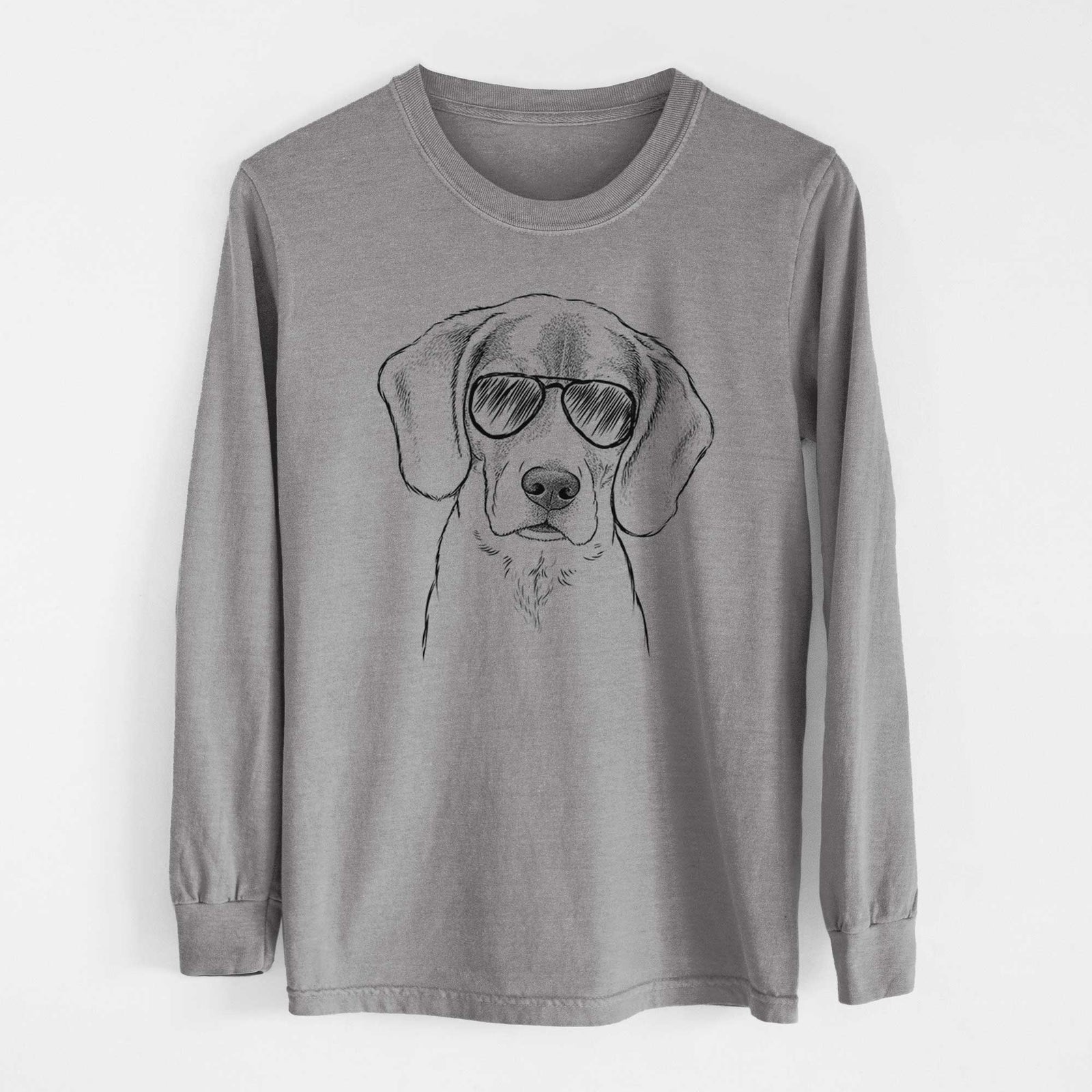 Aviator Thea the Beagle - Men's Heavyweight 100% Cotton Long Sleeve