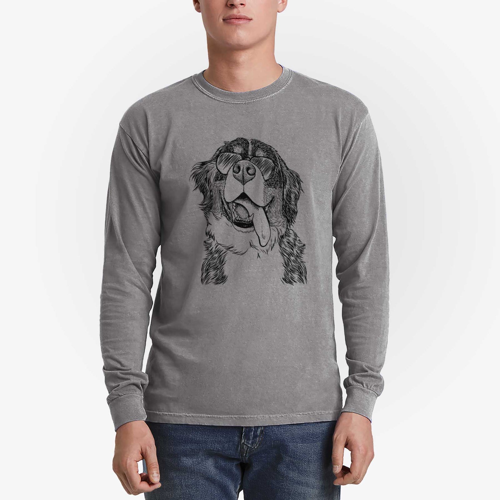Aviator Theo the Bernese Mountain Dog - Men's Heavyweight 100% Cotton Long Sleeve