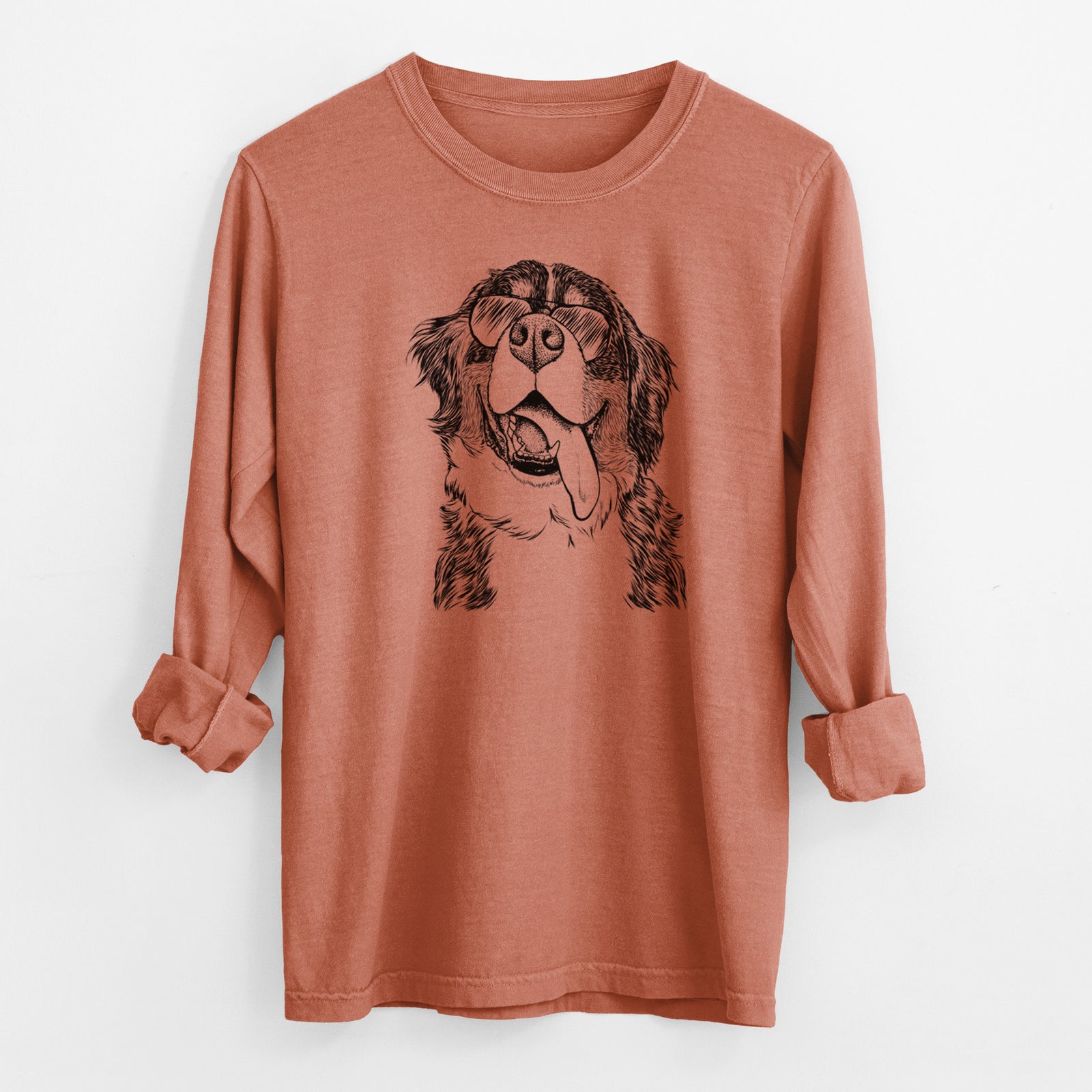 Aviator Theo the Bernese Mountain Dog - Men's Heavyweight 100% Cotton Long Sleeve