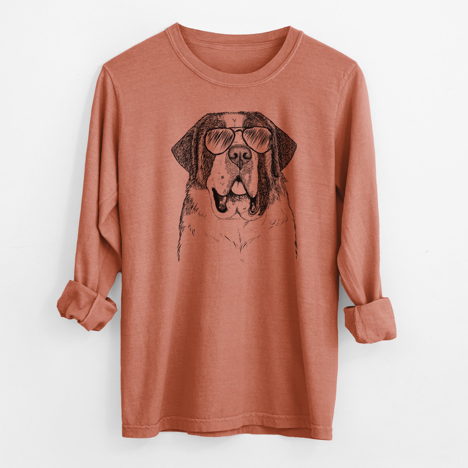 Aviator Thor the Saint Bernard - Men's Heavyweight 100% Cotton Long Sleeve