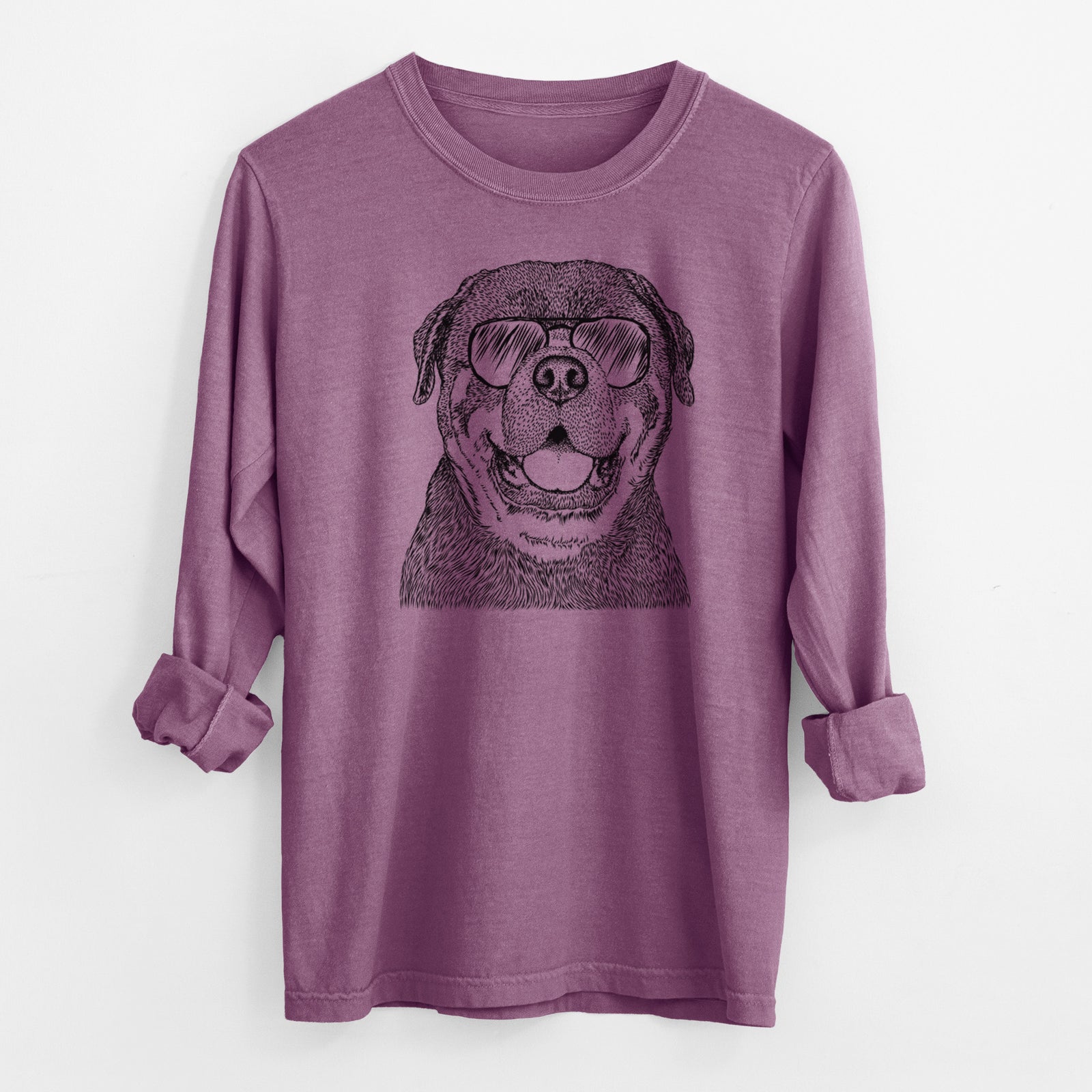Aviator Titan the Rottweiler - Men's Heavyweight 100% Cotton Long Sleeve