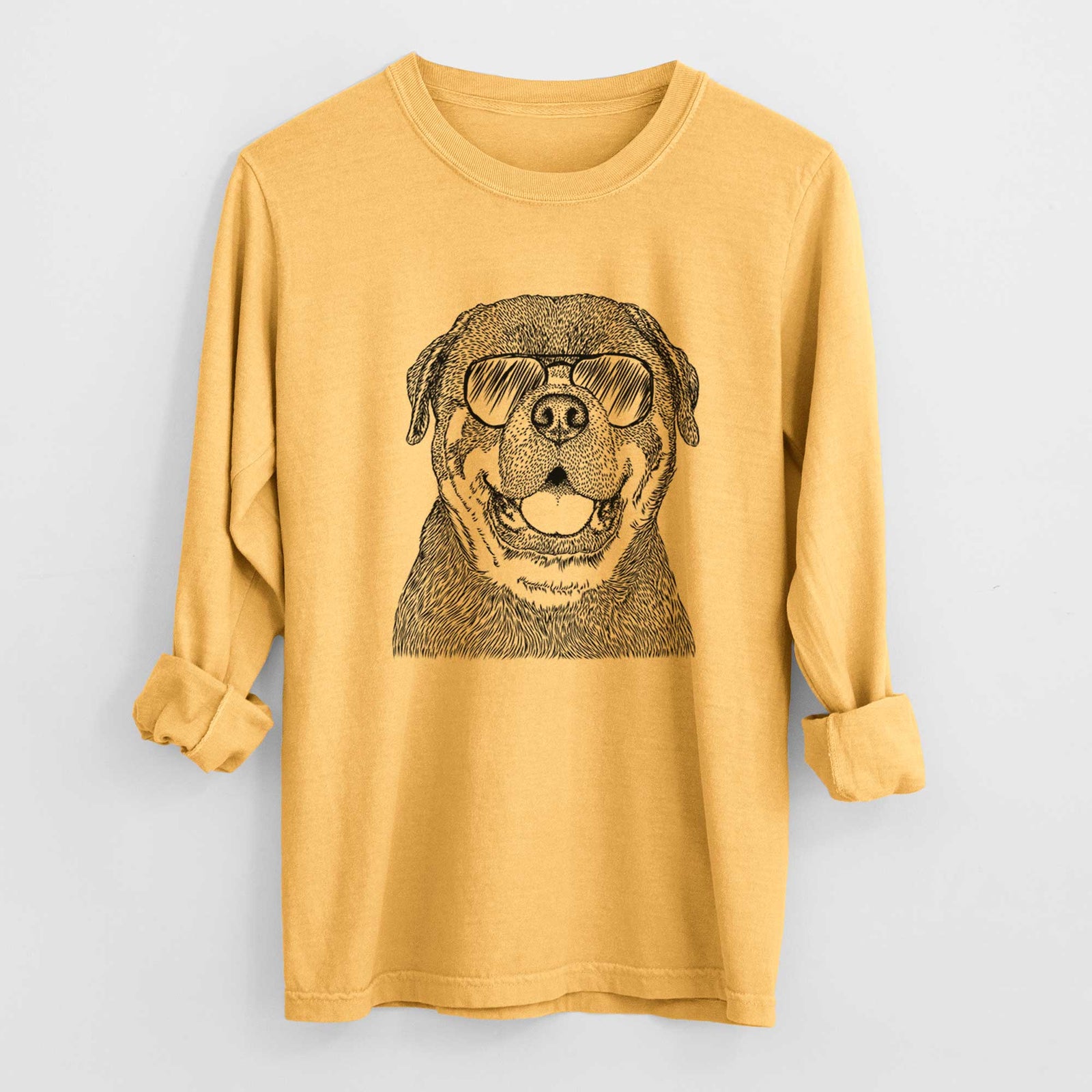 Aviator Titan the Rottweiler - Men's Heavyweight 100% Cotton Long Sleeve