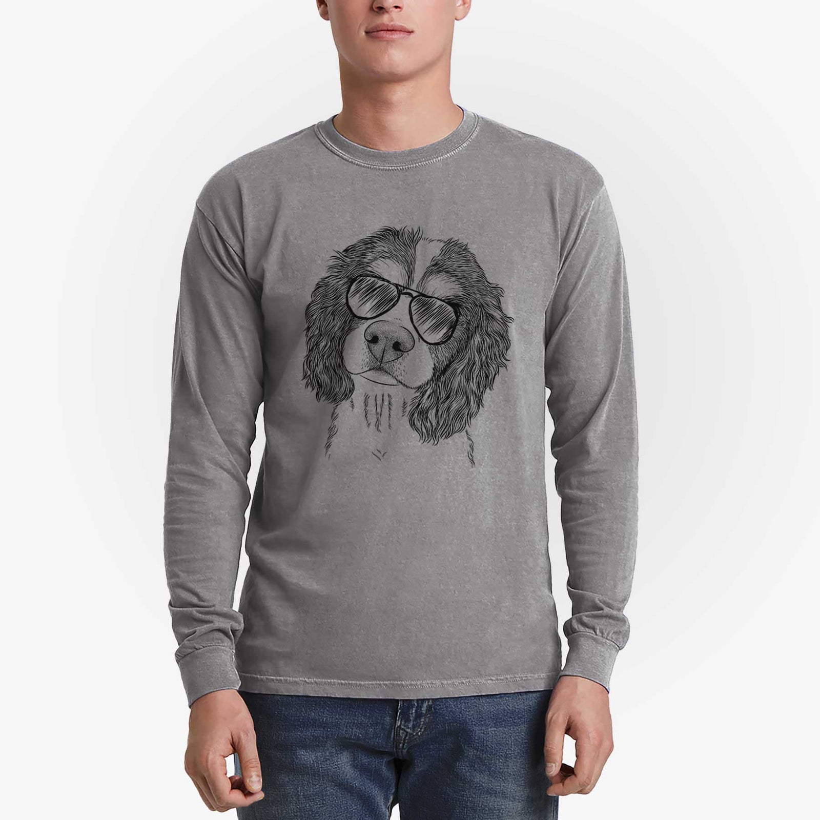 Aviator Truman the Cavalier King Charles Spaniel - Men's Heavyweight 100% Cotton Long Sleeve