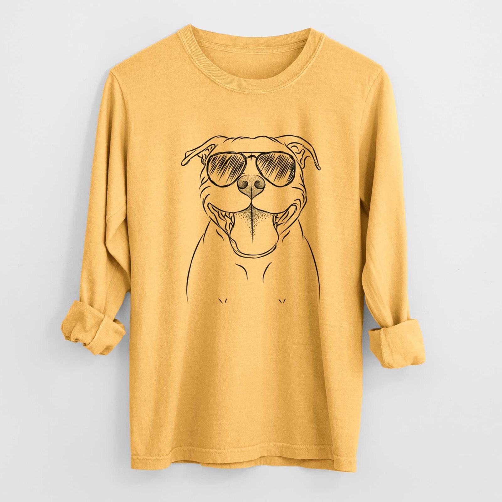 Aviator Wafer the Staffordshire Bull Terrier - Men's Heavyweight 100% Cotton Long Sleeve