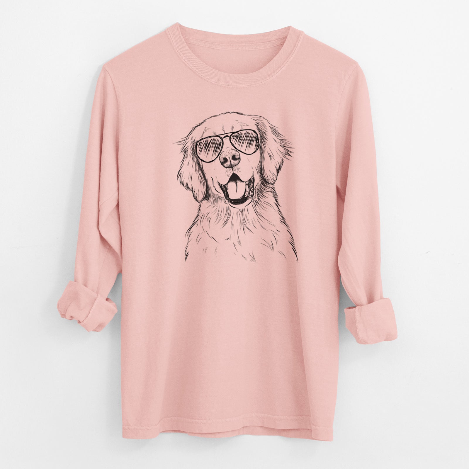 Aviator Wallace the Golden Retriever - Men's Heavyweight 100% Cotton Long Sleeve