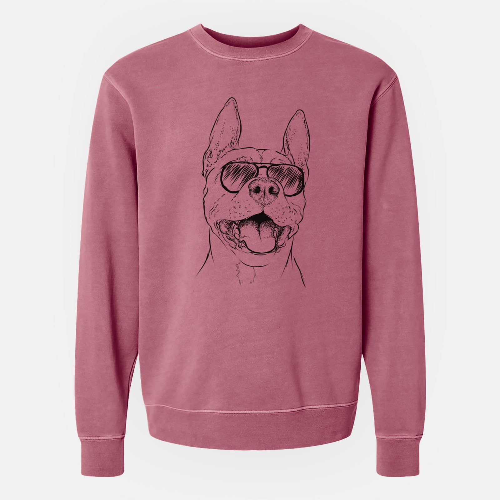 Aviator Wally the Pitbull - Unisex Pigment Dyed Crew Sweatshirt
