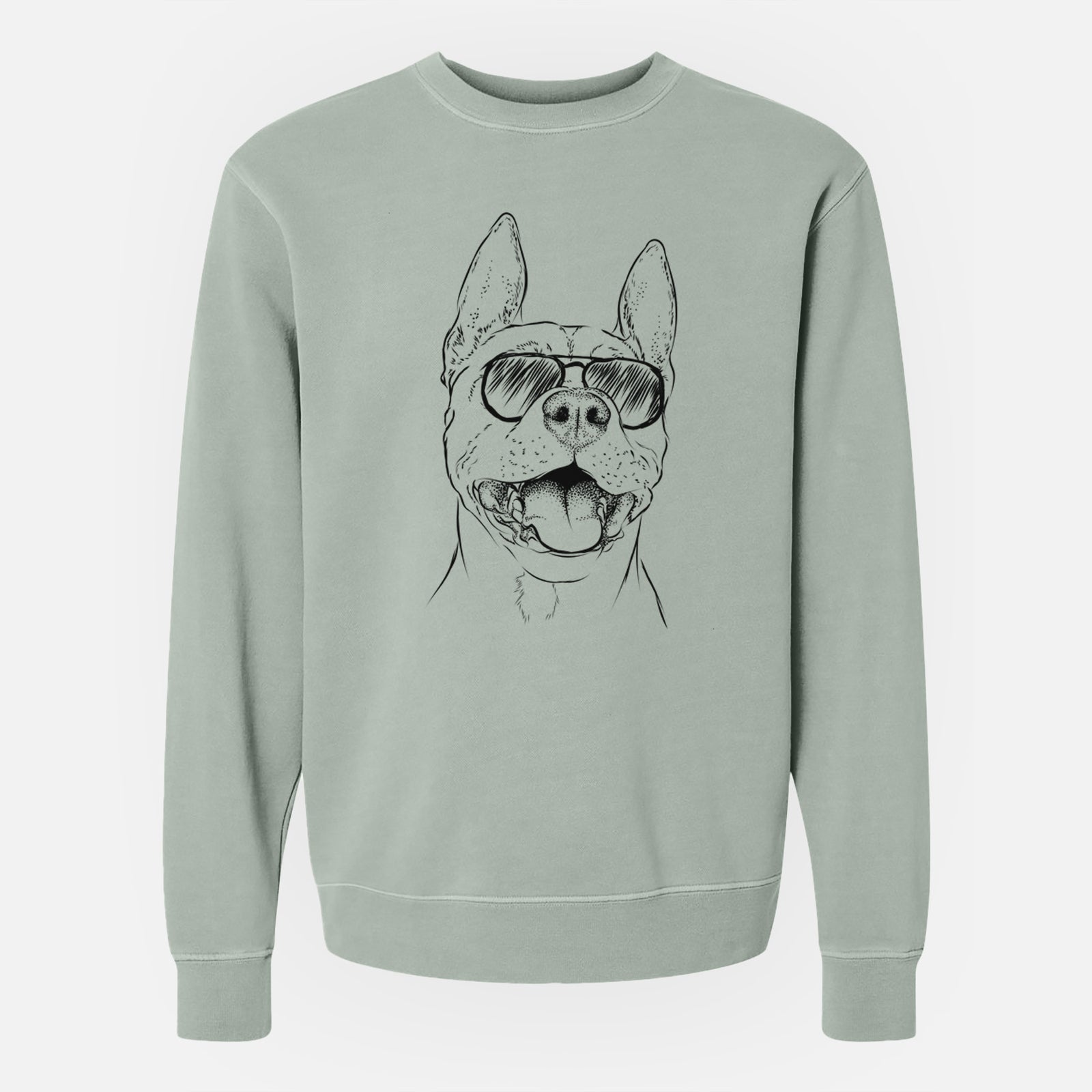 Aviator Wally the Pitbull - Unisex Pigment Dyed Crew Sweatshirt