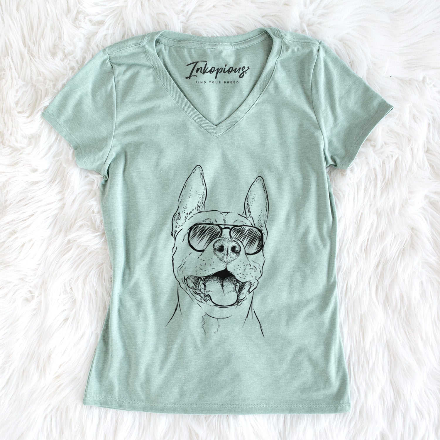 Aviator Wally the Pitbull - Women's V-neck Shirt