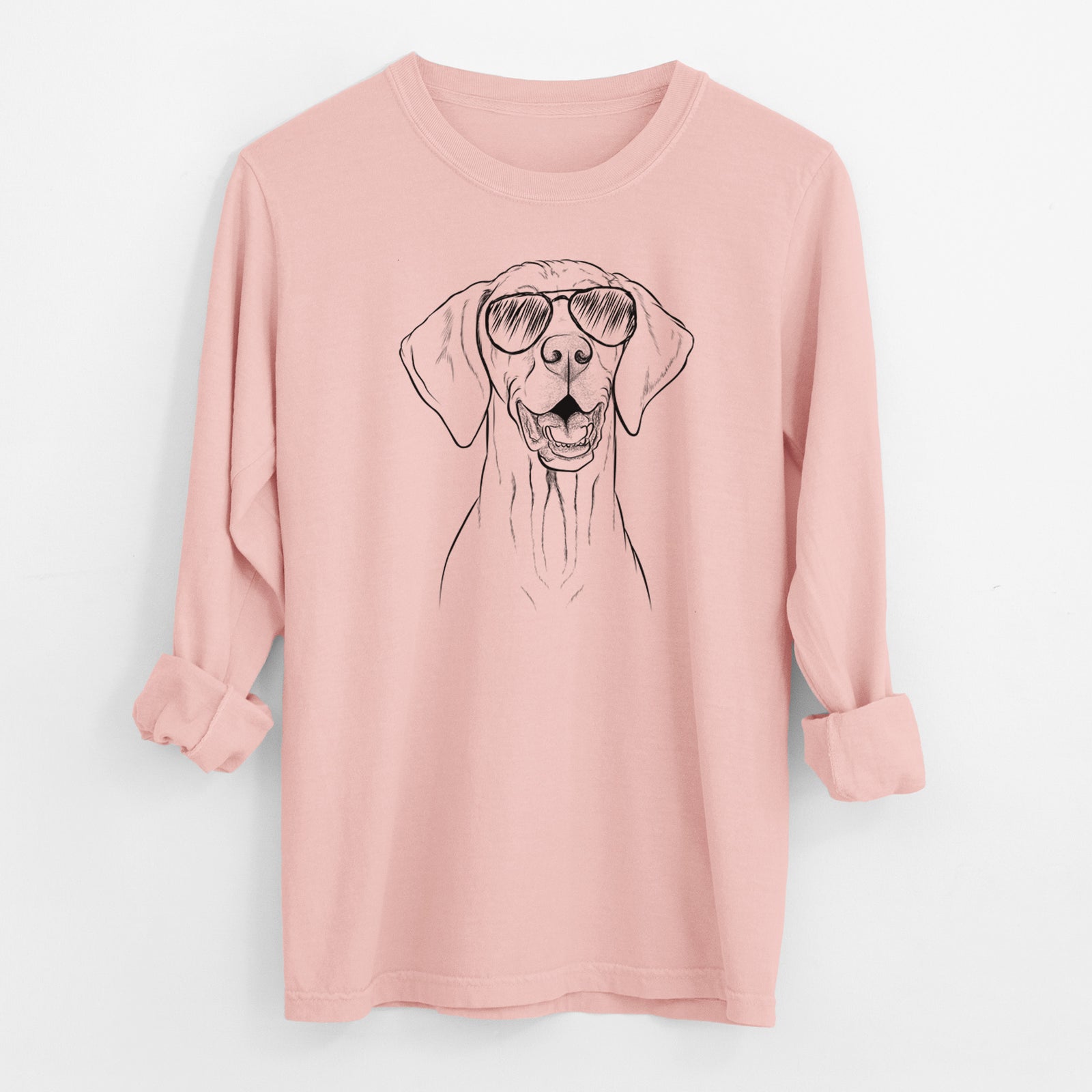 Aviator Wesley the Vizsla - Men's Heavyweight 100% Cotton Long Sleeve