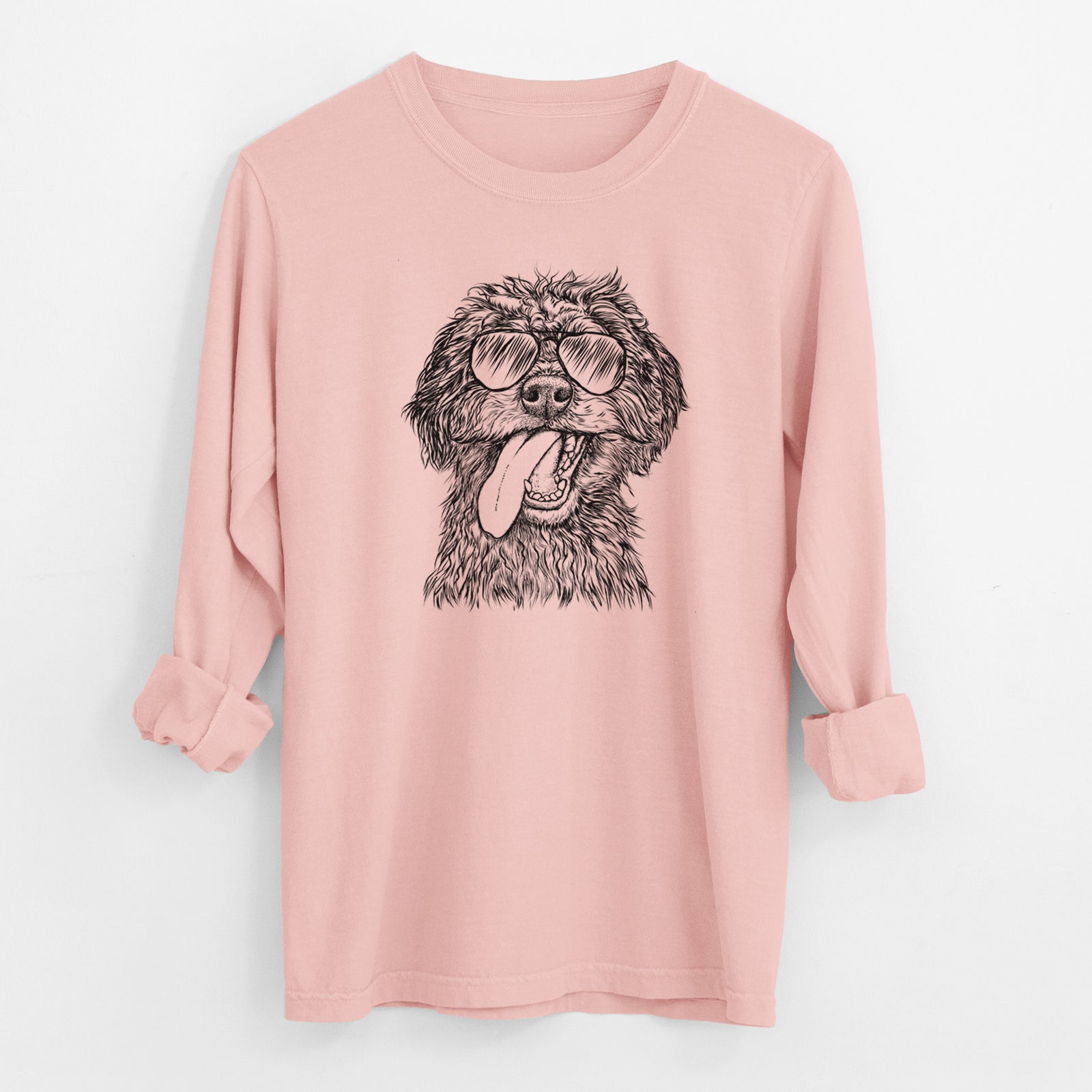 Aviator Winnie the Mini Aussiedoodle - Men's Heavyweight 100% Cotton Long Sleeve