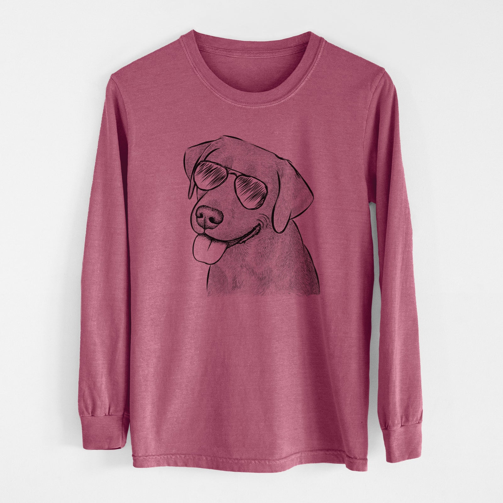 Aviator Zeppelin the Black Labrador - Men's Heavyweight 100% Cotton Long Sleeve