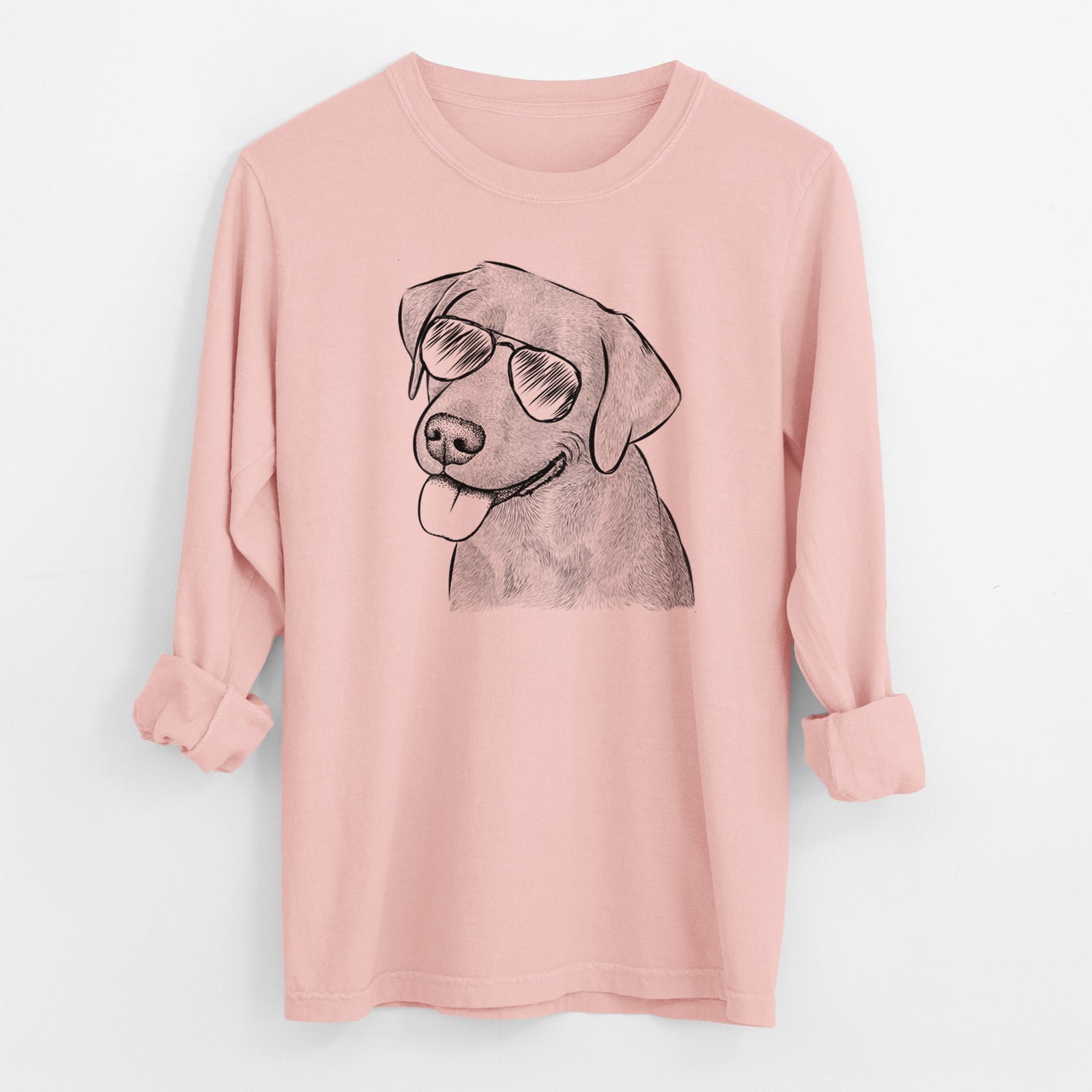 Aviator Zeppelin the Black Labrador - Men's Heavyweight 100% Cotton Long Sleeve