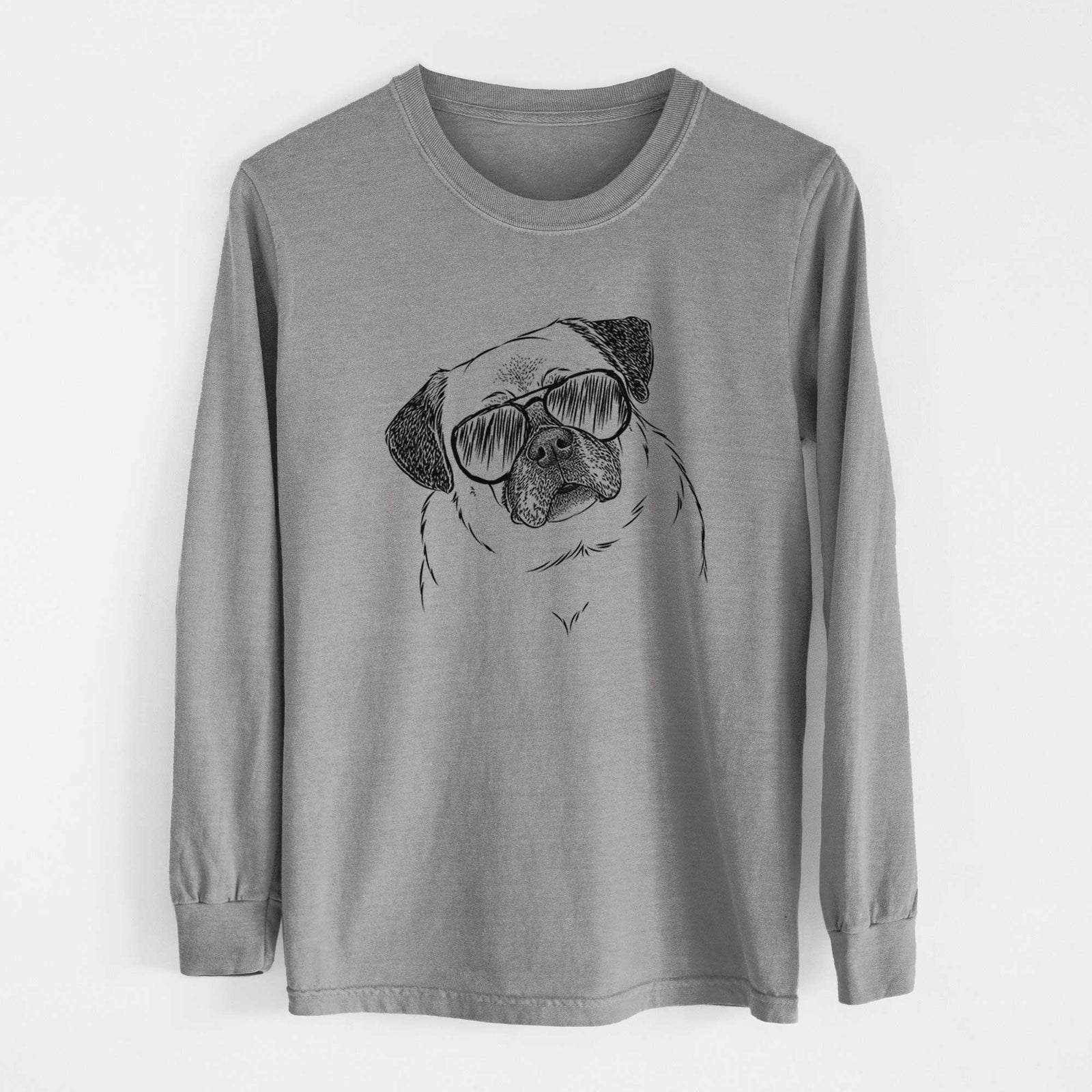 Aviator Zoey the Pug - Men's Heavyweight 100% Cotton Long Sleeve