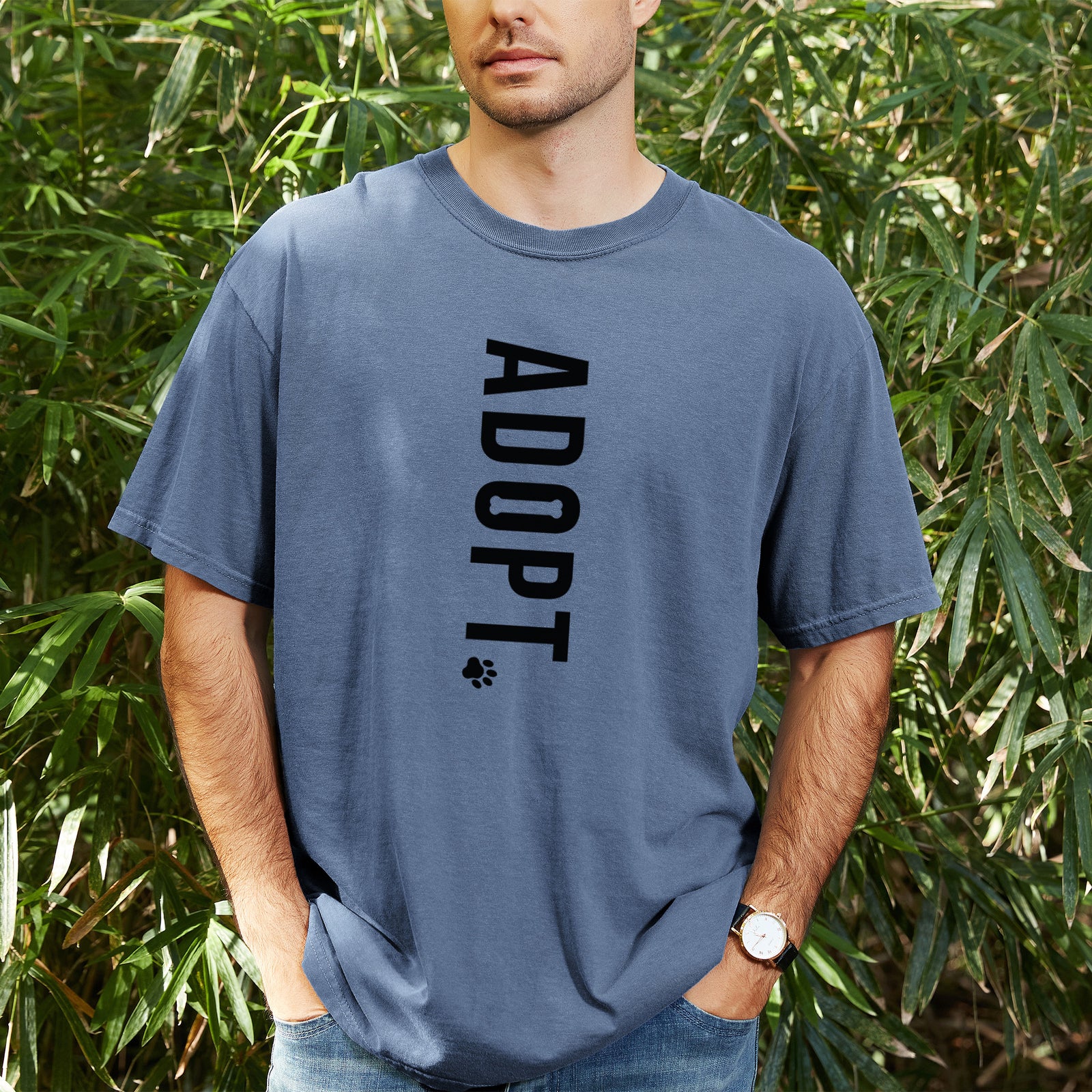 Adopt. - Unisex Comfort Colors Garment-Dyed Heavyweight T-shirt, worn by model