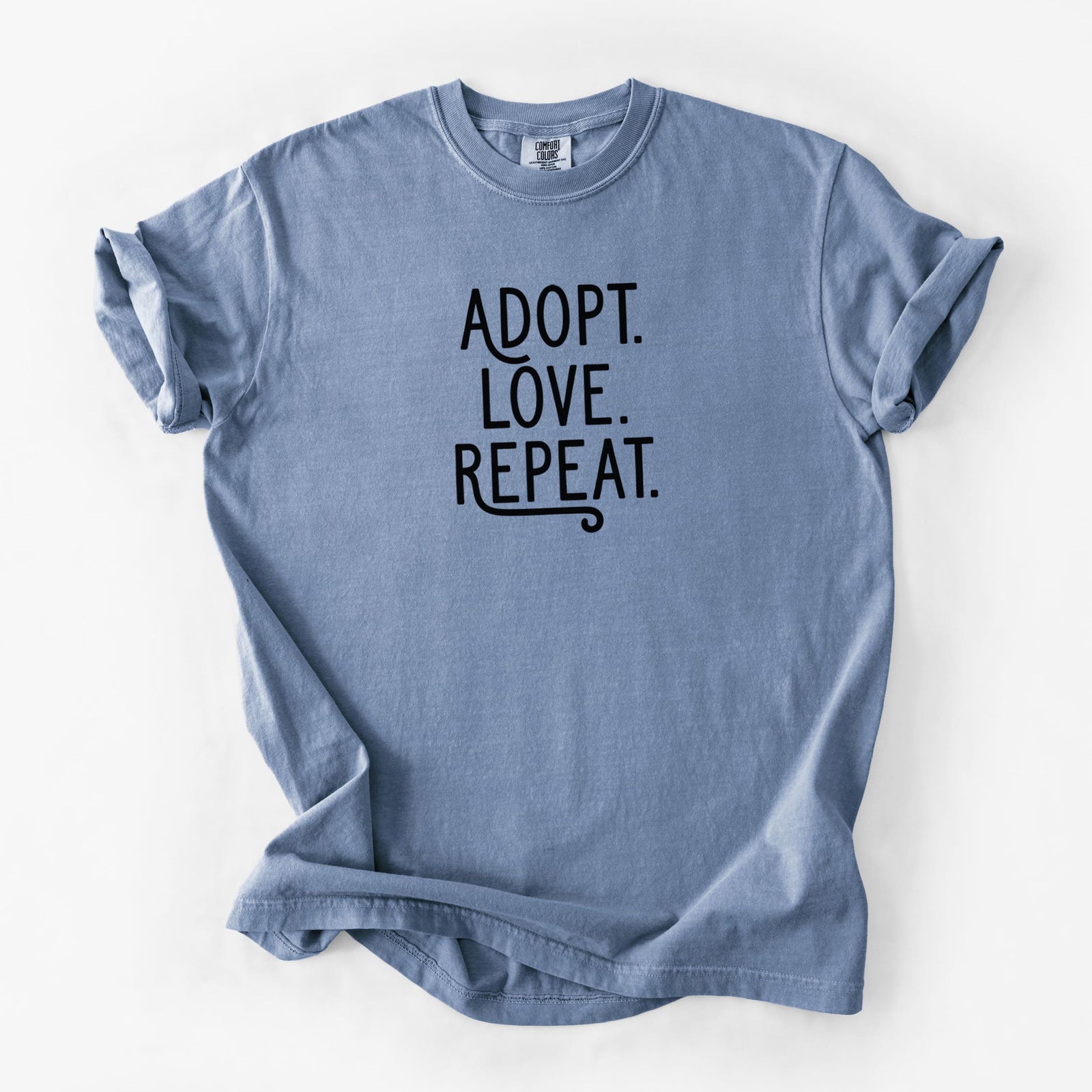 Adopt Love Repeat - Unisex Comfort Colors Garment-Dyed Heavyweight T-shirt in Blue Jean