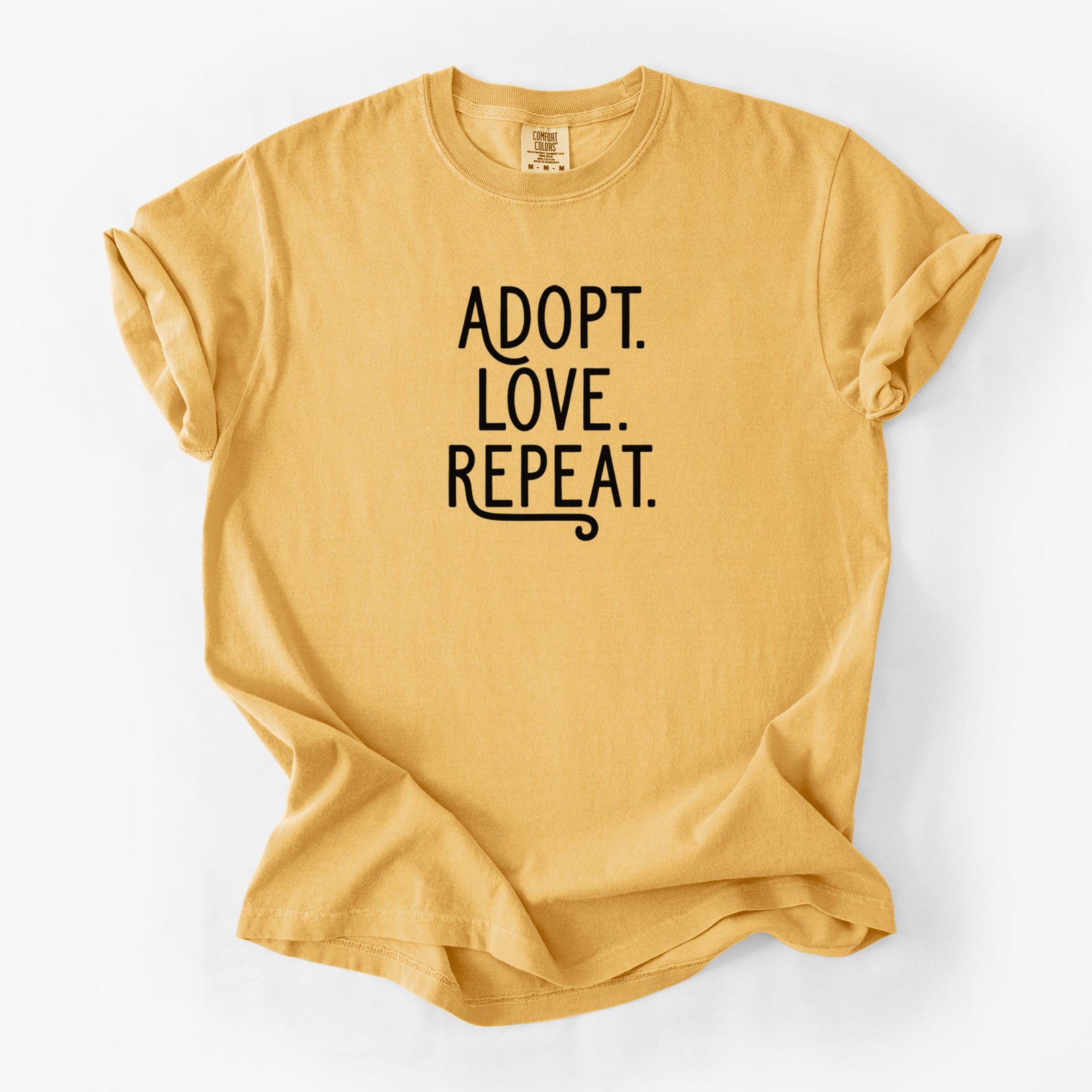 Adopt Love Repeat - Unisex Comfort Colors Garment-Dyed Heavyweight T-shirt in Golden Wheat