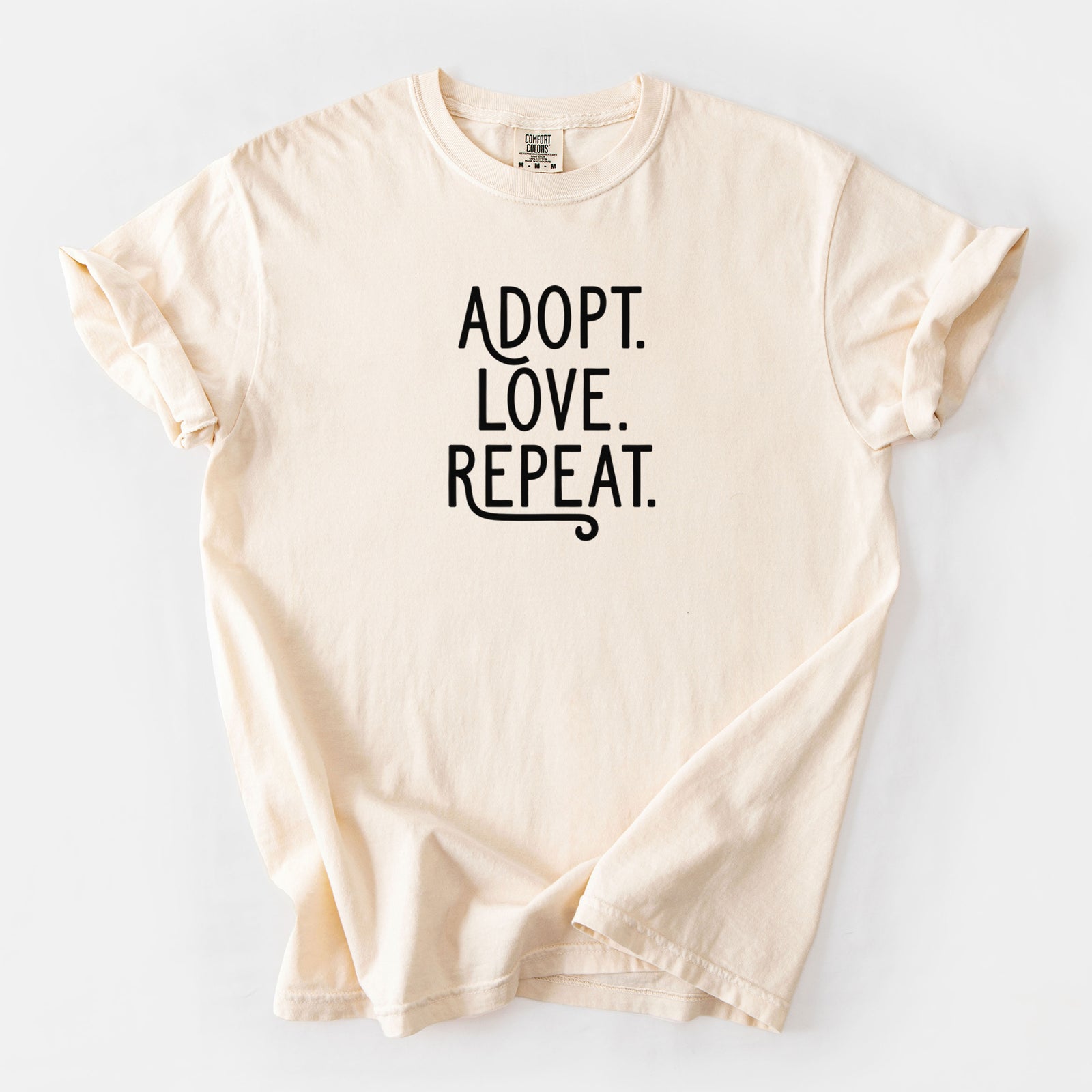 Adopt Love Repeat - Unisex Comfort Colors Garment-Dyed Heavyweight T-shirt in Ivory
