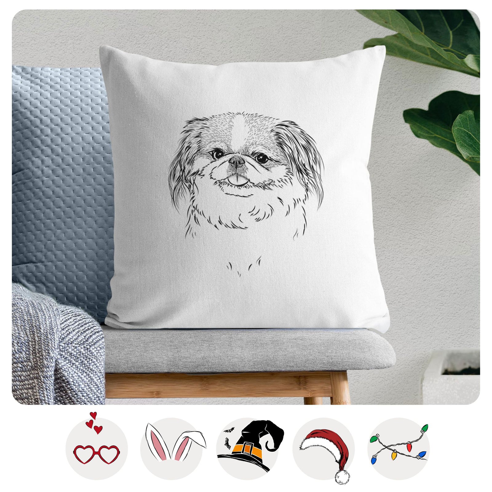 Abra Bean the Pekingese - Throw Pillow Cover
