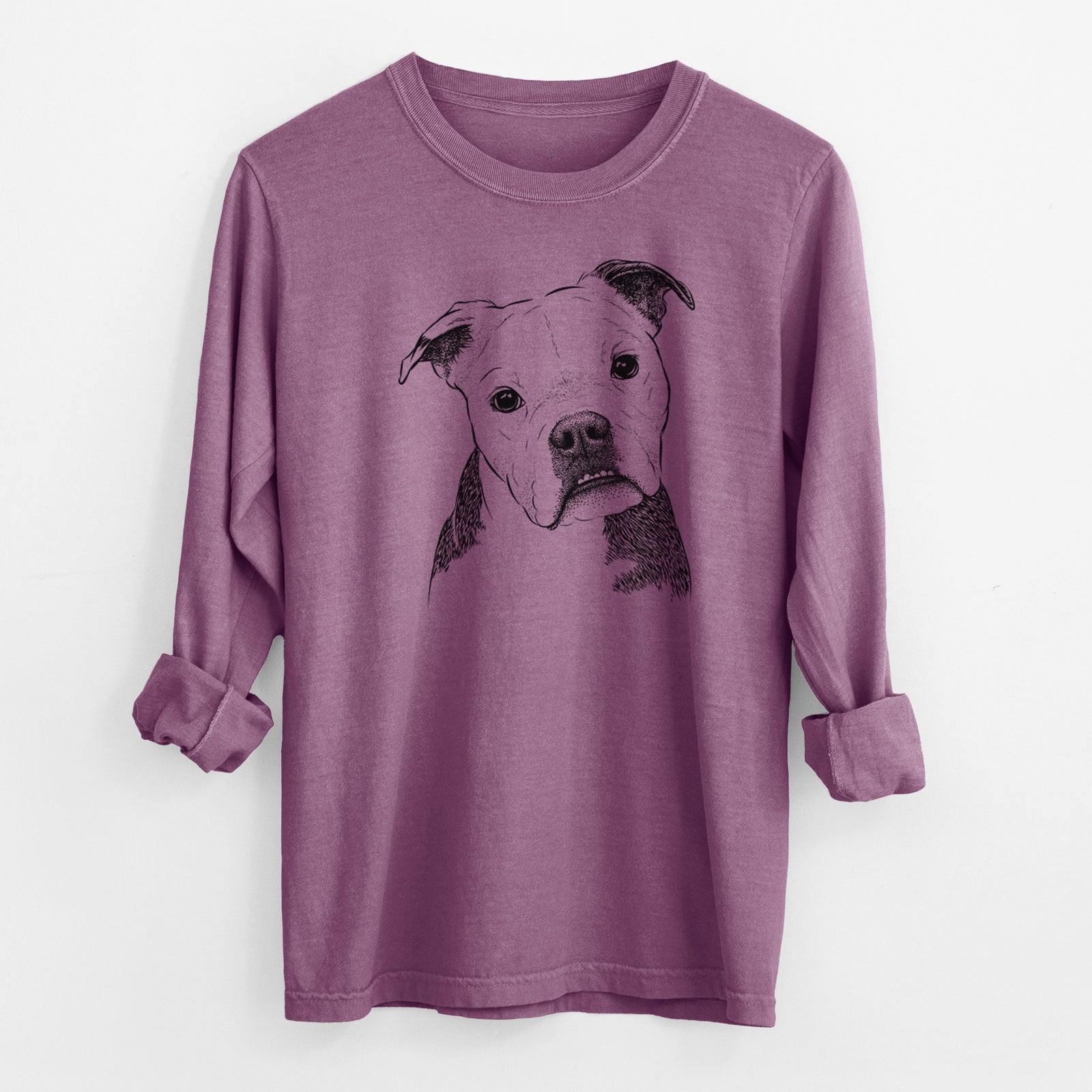 Bare Aggy the Olde English Bulldogge - Men's Heavyweight 100% Cotton Long Sleeve