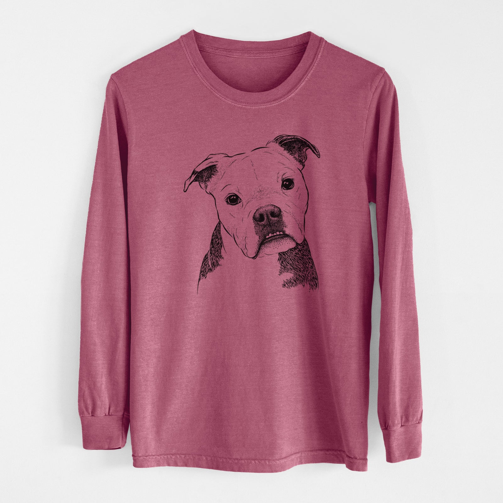 Bare Aggy the Olde English Bulldogge - Men's Heavyweight 100% Cotton Long Sleeve