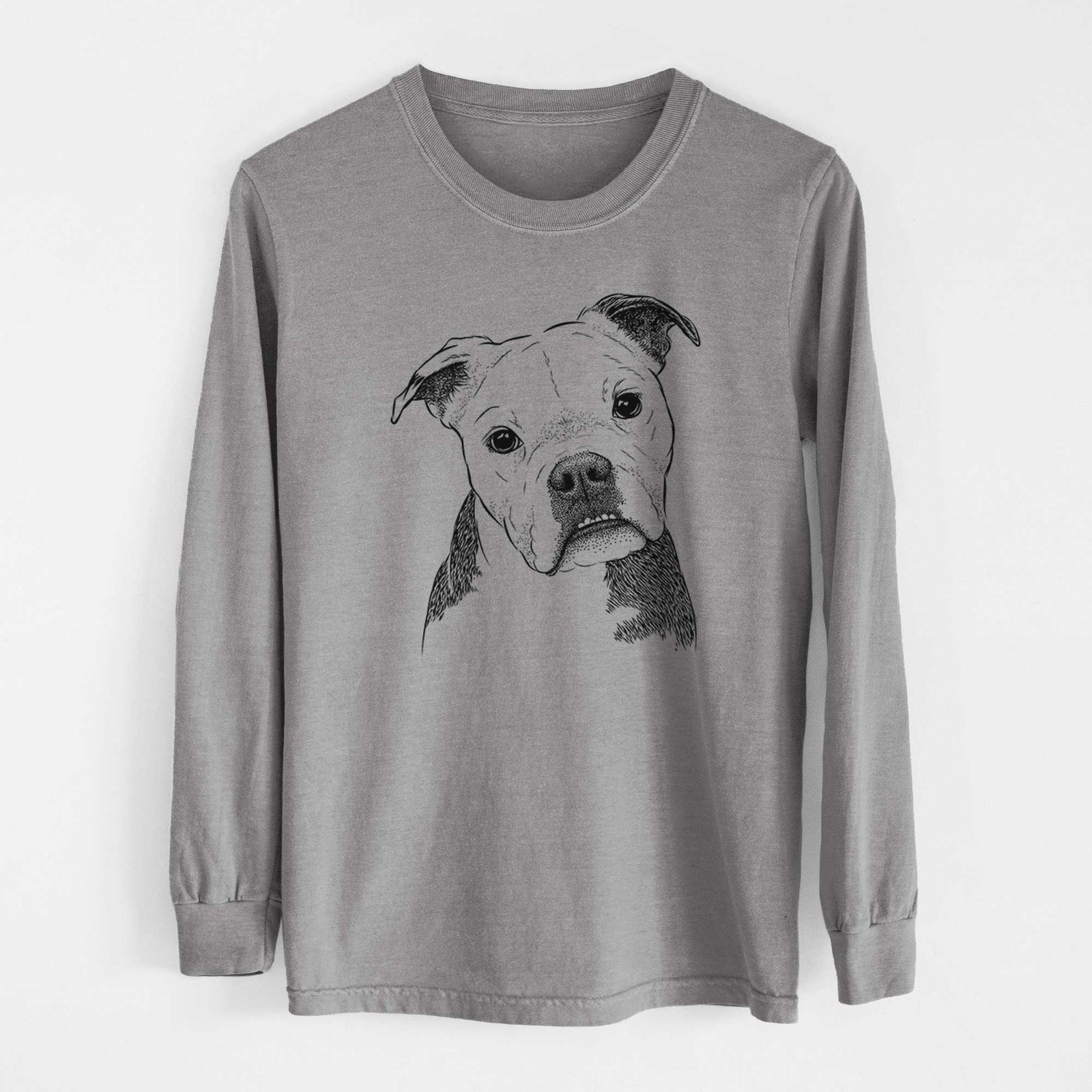 Bare Aggy the Olde English Bulldogge - Men's Heavyweight 100% Cotton Long Sleeve