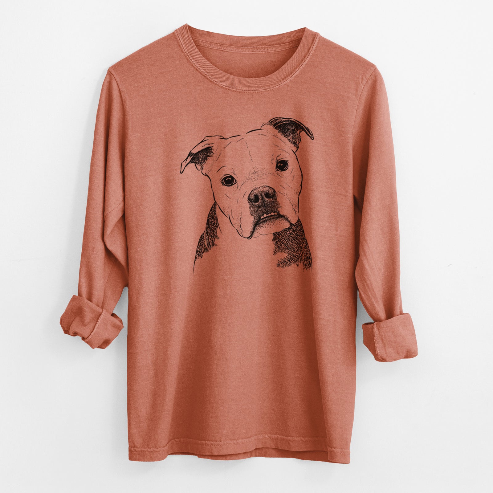 Bare Aggy the Olde English Bulldogge - Men's Heavyweight 100% Cotton Long Sleeve